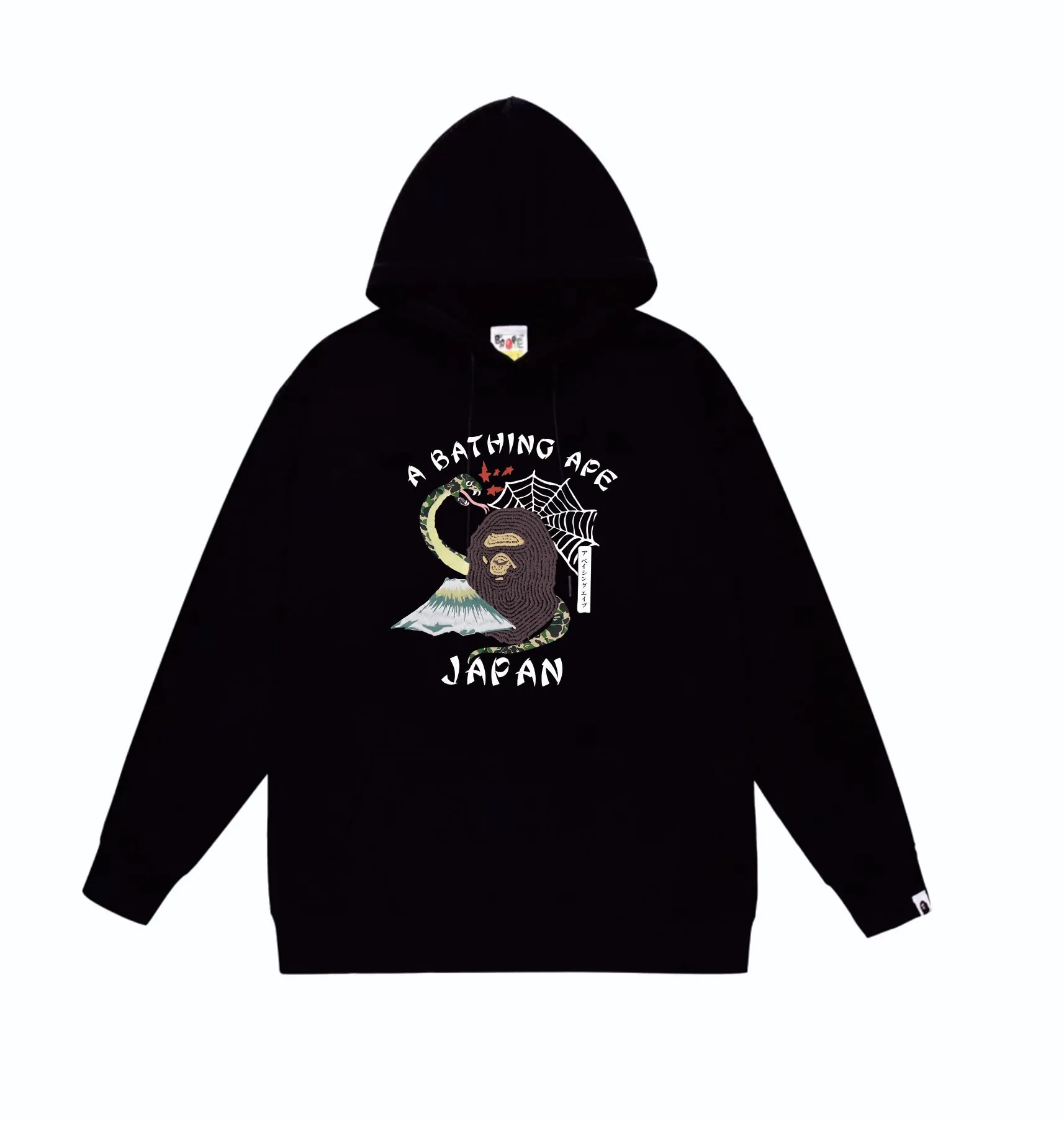 P160 model number SC820# terry 80 plus velvet 90 (top version) BAPE camouflage snake head Fuji Mountain commemorative printed hooded sweatshirt. Made of 380 grams of large terry (drop shoulder large version) fabric. The texture is soft and non-pilling. Imported environmentally friendly printing glue. The pattern is bright and three-dimensional. Quality💥Same style for men and women. The upper body is trendy. Color: Black White Gray Size: S M L XL XXL