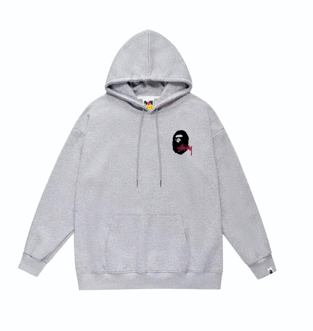 P160 model number SC810# terry 80 plus velvet 90 (top version) BAPE×STUSSY co-branded Stussy letter printed hooded sweatshirt Made of 380g large terry (drop shoulder large version) fabric, soft and non-pilling texture, imported environmentally friendly printing glue, bright and three-dimensional pattern, quality 💥Same style for men and women. The upper body is trendy. Color: white printed black, gray printed black, white printed purple, gray printed purple Size: S M L XL XXL
