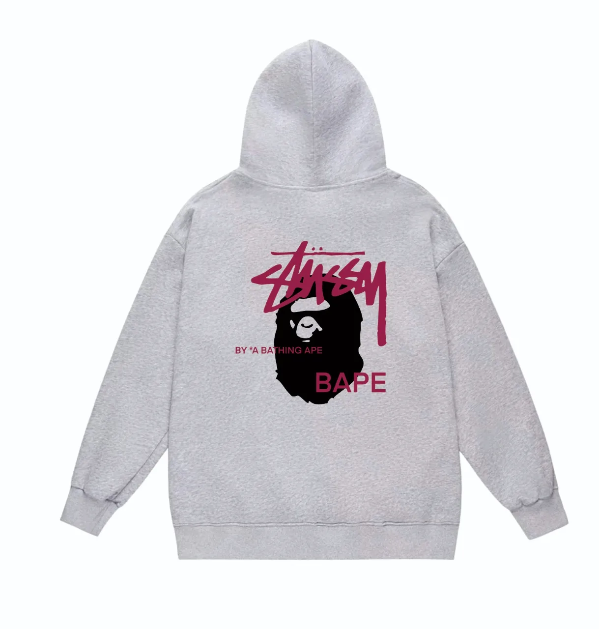 P160 model number SC810# terry 80 plus velvet 90 (top version) BAPE×STUSSY co-branded Stussy letter printed hooded sweatshirt Made of 380g large terry (drop shoulder large version) fabric, soft and non-pilling texture, imported environmentally friendly printing glue, bright and three-dimensional pattern, quality 💥Same style for men and women. The upper body is trendy. Color: white printed black, gray printed black, white printed purple, gray printed purple Size: S M L XL XXL