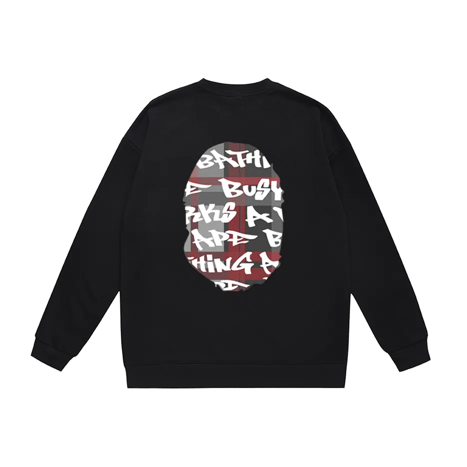 P170 model number SC302# terry 80 plus velvet 85 (top version) BAPE ape-man head colorful letter printed round neck sweatshirt Made of 350g large terry (drop shoulder large version) fabric, soft texture and no pilling Imported environmentally friendly printing glue The pattern is bright and three-dimensional Quality 💥Same style for men and women The upper body is trendy Color: black and red white and red gray red black and blue white blue gray blue Size: S M L XL XXL