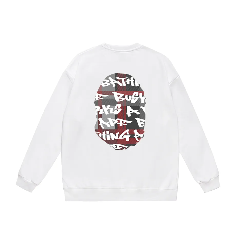P170 model number SC302# terry 80 plus velvet 85 (top version) BAPE ape-man head colorful letter printed round neck sweatshirt Made of 350g large terry (drop shoulder large version) fabric, soft texture and no pilling Imported environmentally friendly printing glue The pattern is bright and three-dimensional Quality 💥Same style for men and women The upper body is trendy Color: black and red white and red gray red black and blue white blue gray blue Size: S M L XL XXL
