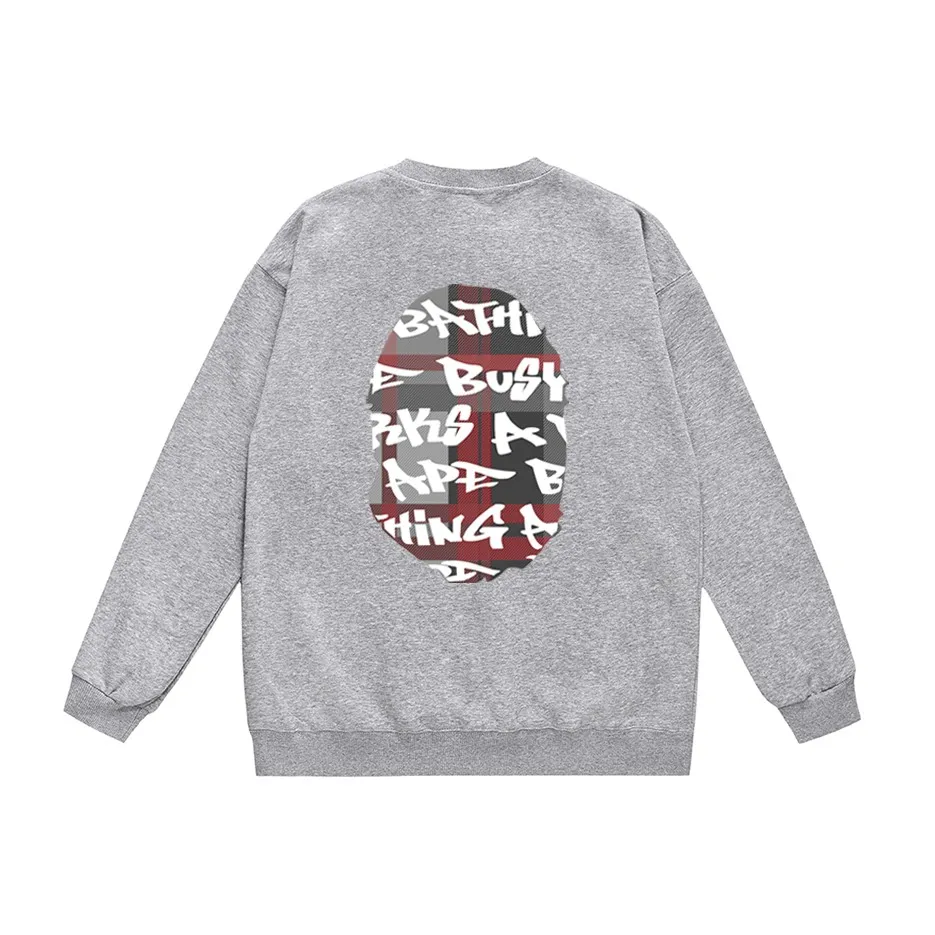 P170 model number SC302# terry 80 plus velvet 85 (top version) BAPE ape-man head colorful letter printed round neck sweatshirt Made of 350g large terry (drop shoulder large version) fabric, soft texture and no pilling Imported environmentally friendly printing glue The pattern is bright and three-dimensional Quality 💥Same style for men and women The upper body is trendy Color: black and red white and red gray red black and blue white blue gray blue Size: S M L XL XXL
