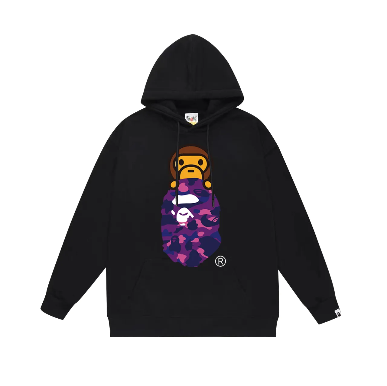 P160 model number SC768# terry 80 plus velvet 90 (top version) BAPE COLOR CAMO MILO ON APE camouflage ape print hooded sweatshirt. Made of 380 grams of large terry (drop shoulder large version) fabric. The texture is soft and does not pill. Imported environmentally friendly printing glue. The pattern is bright and three-dimensional. The quality is the same for men and women. The upper body is trendy. Color: black and red, white and red, gray and red, black and blue, white and blue, gray and blue, black and yellow. White and yellow Gray and yellow Black and purple White and purple Gray and purple Size: S M L XL XXL