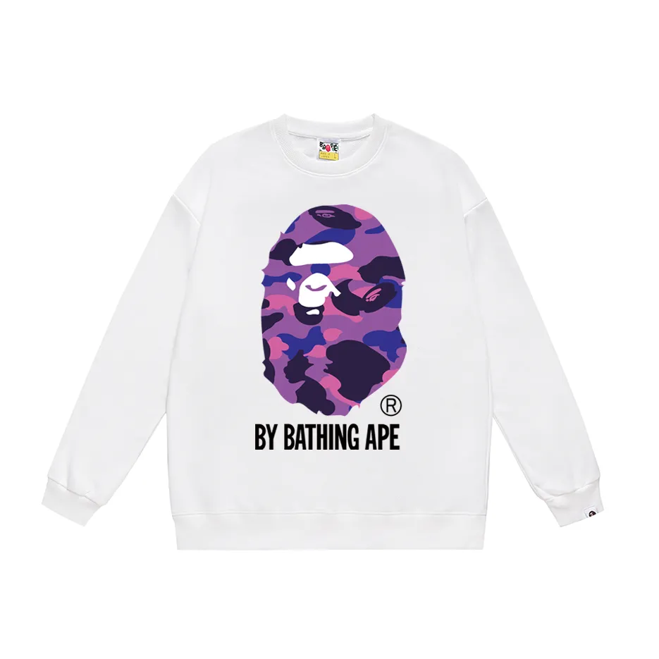 P150 model number SC455# terry 75 plus velvet 80 (top version) BAPE multi-color ape head pattern printed round neck sweatshirt. Made of 350g large terry (drop shoulder large version) fabric, soft texture and no pilling. Imported environmentally friendly printing glue. Bright and three-dimensional pattern. Quality 💥Same style for men and women. The upper body is trendy. Color: black pink, white pink, gray pink, black green, white green, gray green, black red, white red, gray red. Black and blue White and blue Gray and blue Black and purple White and purple Gray and purple Size: S M L XL XXL