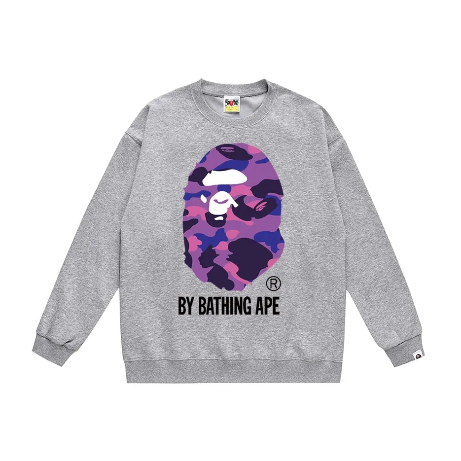 P150 model number SC455# terry 75 plus velvet 80 (top version) BAPE multi-color ape head pattern printed round neck sweatshirt. Made of 350g large terry (drop shoulder large version) fabric, soft texture and no pilling. Imported environmentally friendly printing glue. Bright and three-dimensional pattern. Quality 💥Same style for men and women. The upper body is trendy. Color: black pink, white pink, gray pink, black green, white green, gray green, black red, white red, gray red. Black and blue White and blue Gray and blue Black and purple White and purple Gray and purple Size: S M L XL XXL