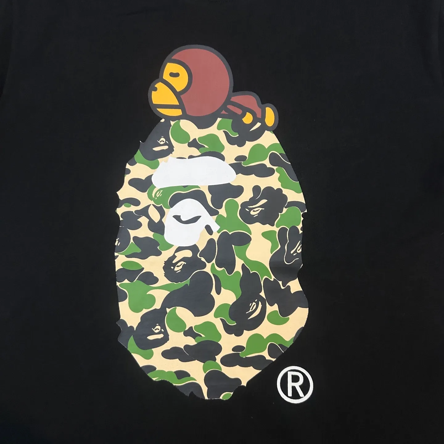 💰140 BAPE SS25 ABC CAMO series Cartoon ape orangutan pattern printing 280g weight linen cotton fabric ZP version Couple model: S-XXL [black pink white pink black blue white blue black green white green]