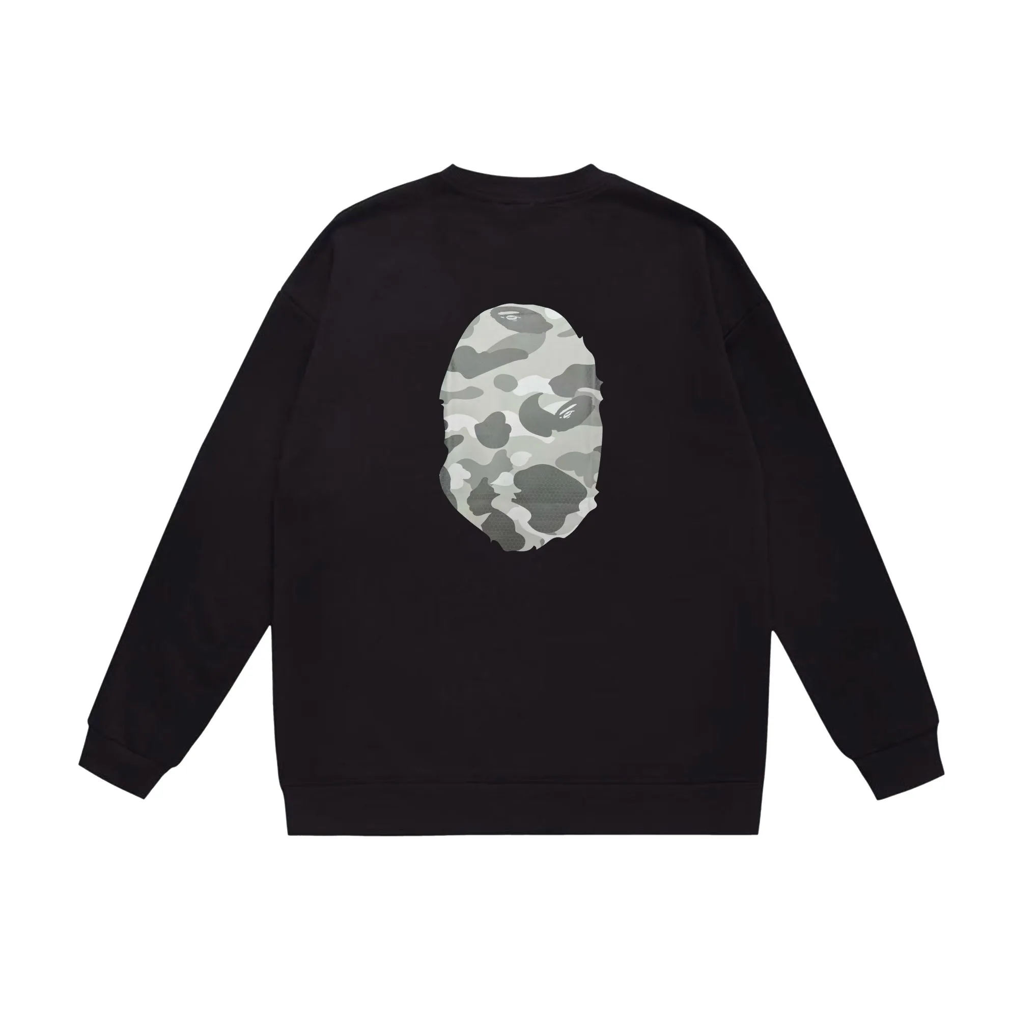 P170 model number SC552# terry 80 plus velvet 85 (top version) BAPE honeycomb camouflage letters great ape head print pattern round neck sweatshirt Made of 350g large terry (drop shoulder large version) fabric, soft texture and no pilling Imported environmentally friendly printing glue The pattern is bright and three-dimensional Quality 💥Same style for men and women The upper body is trendy Color: black gray white gray gray gray black blue white blue gray blue Size: S M L XL XXL