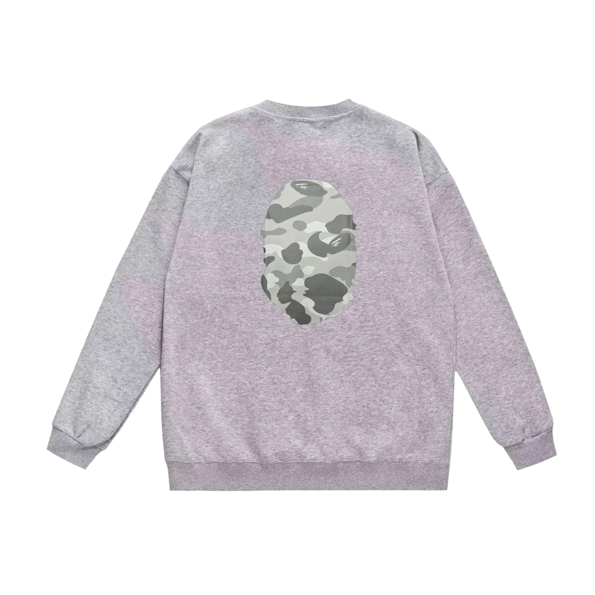 P170 model number SC552# terry 80 plus velvet 85 (top version) BAPE honeycomb camouflage letters great ape head print pattern round neck sweatshirt Made of 350g large terry (drop shoulder large version) fabric, soft texture and no pilling Imported environmentally friendly printing glue The pattern is bright and three-dimensional Quality 💥Same style for men and women The upper body is trendy Color: black gray white gray gray gray black blue white blue gray blue Size: S M L XL XXL