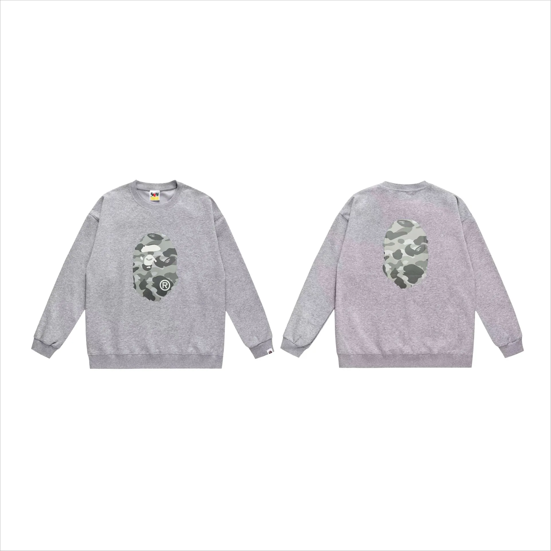 P170 model number SC552# terry 80 plus velvet 85 (top version) BAPE honeycomb camouflage letters great ape head print pattern round neck sweatshirt Made of 350g large terry (drop shoulder large version) fabric, soft texture and no pilling Imported environmentally friendly printing glue The pattern is bright and three-dimensional Quality 💥Same style for men and women The upper body is trendy Color: black gray white gray gray gray black blue white blue gray blue Size: S M L XL XXL