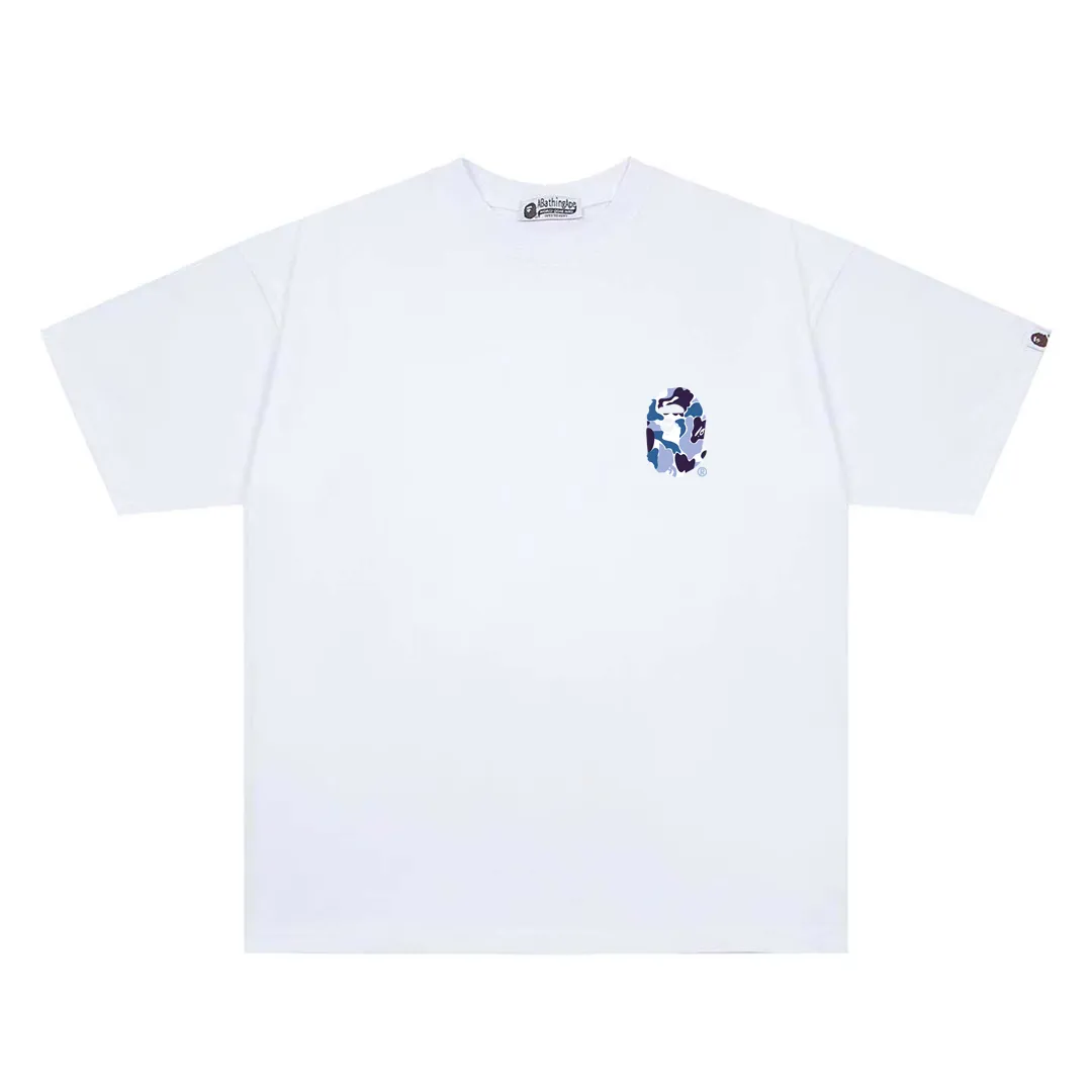 P110 001003 BAPE ape head Stussy co-branded digital printed short-sleeved T-shirt, complete with three labels, same style for men and women, loose and large version, size s: MLXLXXL, color: black, white