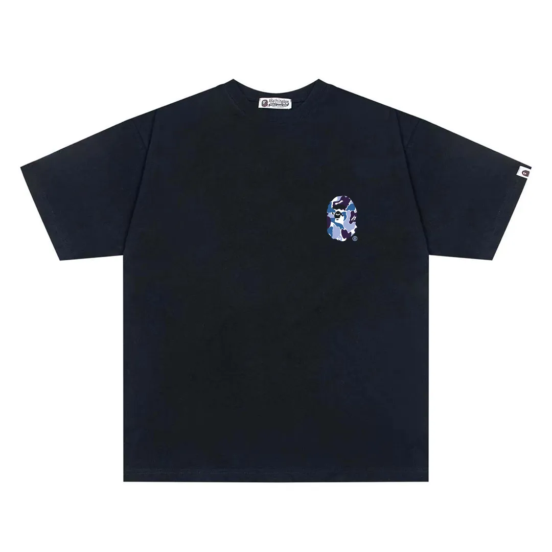 P110 001003 BAPE ape head Stussy co-branded digital printed short-sleeved T-shirt, complete with three labels, same style for men and women, loose and large version, size s: MLXLXXL, color: black, white