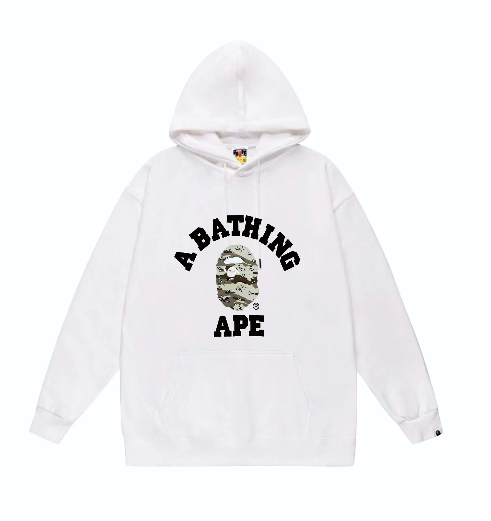P160 model number SC843# terry 80 plus velvet 90 (top version) BAPE desert ape head letter print hooded sweatshirt Made of 380g large terry (drop shoulder large version) fabric, soft and non-pilling texture, imported environmentally friendly printing glue, bright and three-dimensional pattern, quality 💥Same style for men and women. The upper body is trendy. Color: black and yellow, white and yellow, gray and yellow, black and gray, white and gray, gray and gray. Size: S M L XL XXL