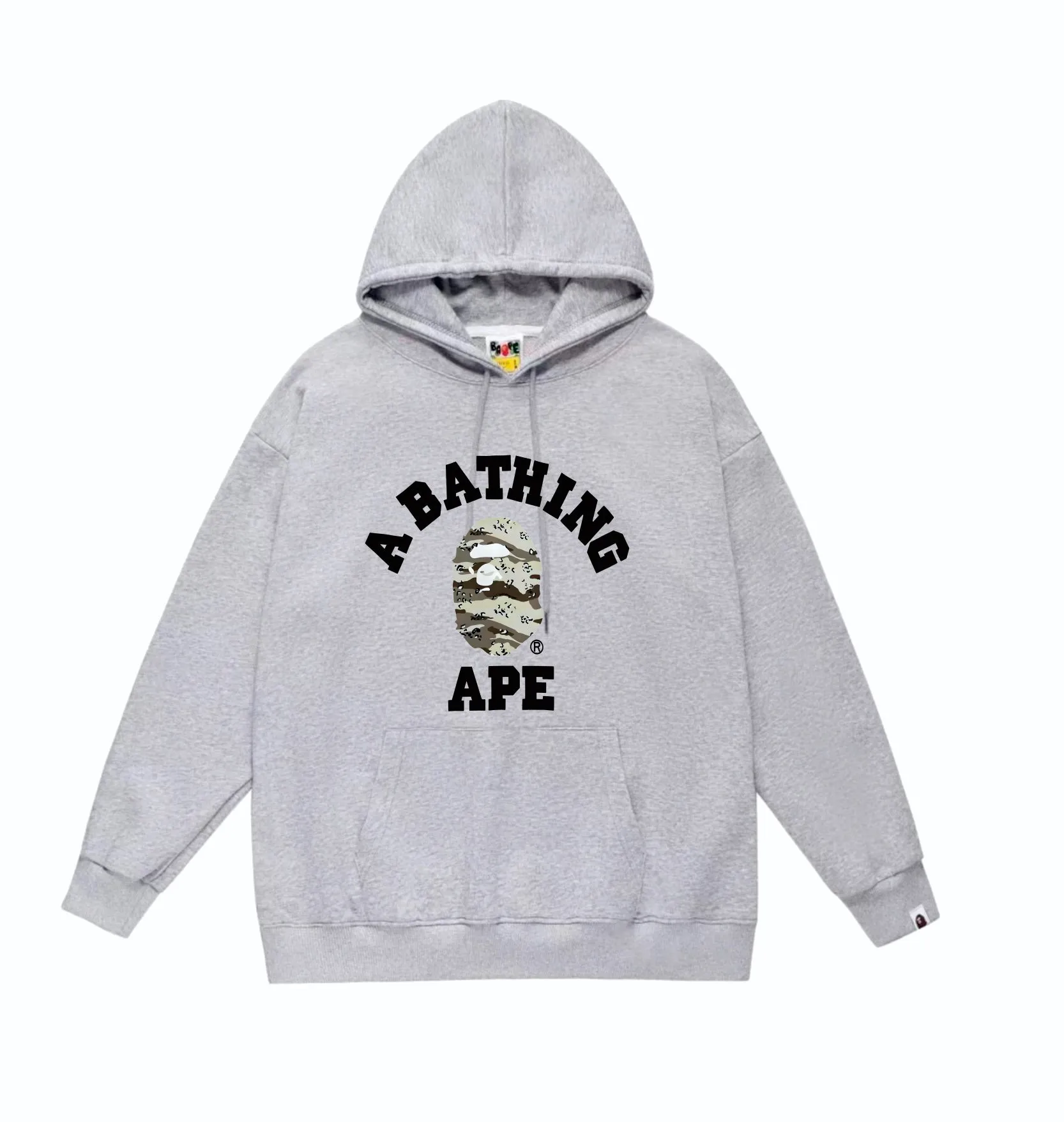 P160 model number SC843# terry 80 plus velvet 90 (top version) BAPE desert ape head letter print hooded sweatshirt Made of 380g large terry (drop shoulder large version) fabric, soft and non-pilling texture, imported environmentally friendly printing glue, bright and three-dimensional pattern, quality 💥Same style for men and women. The upper body is trendy. Color: black and yellow, white and yellow, gray and yellow, black and gray, white and gray, gray and gray. Size: S M L XL XXL