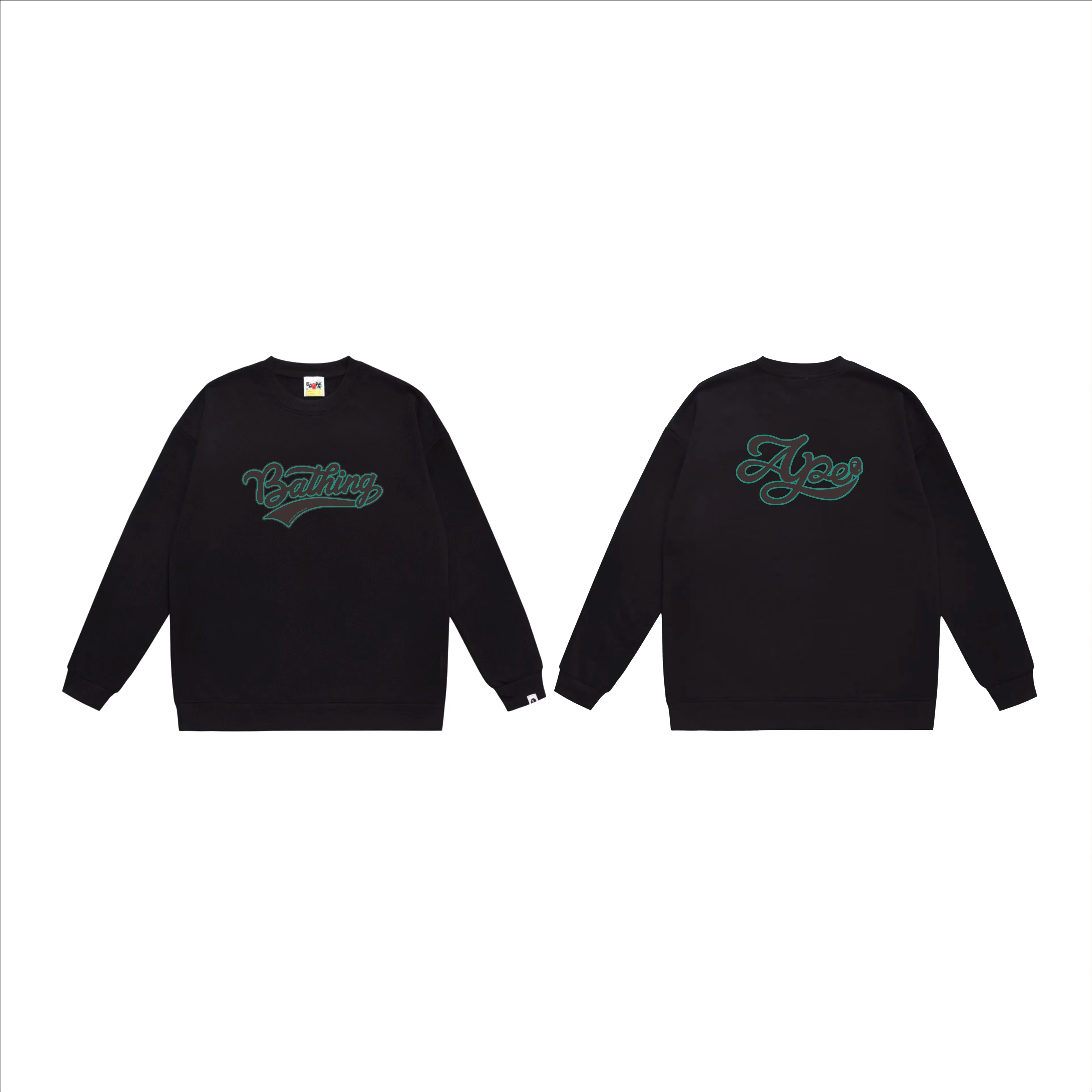 P150 model number SC535# terry 75 plus velvet 80 (top version) BAPE ape head letter printed round neck sweatshirt Made of 350g large terry (drop shoulder large version) fabric, soft and non-pilling, imported environmentally friendly printing glue, bright and three-dimensional pattern, quality 💥Same style for men and women, the upper body is fashionable Color: black white gray Size: S M L XL XXL