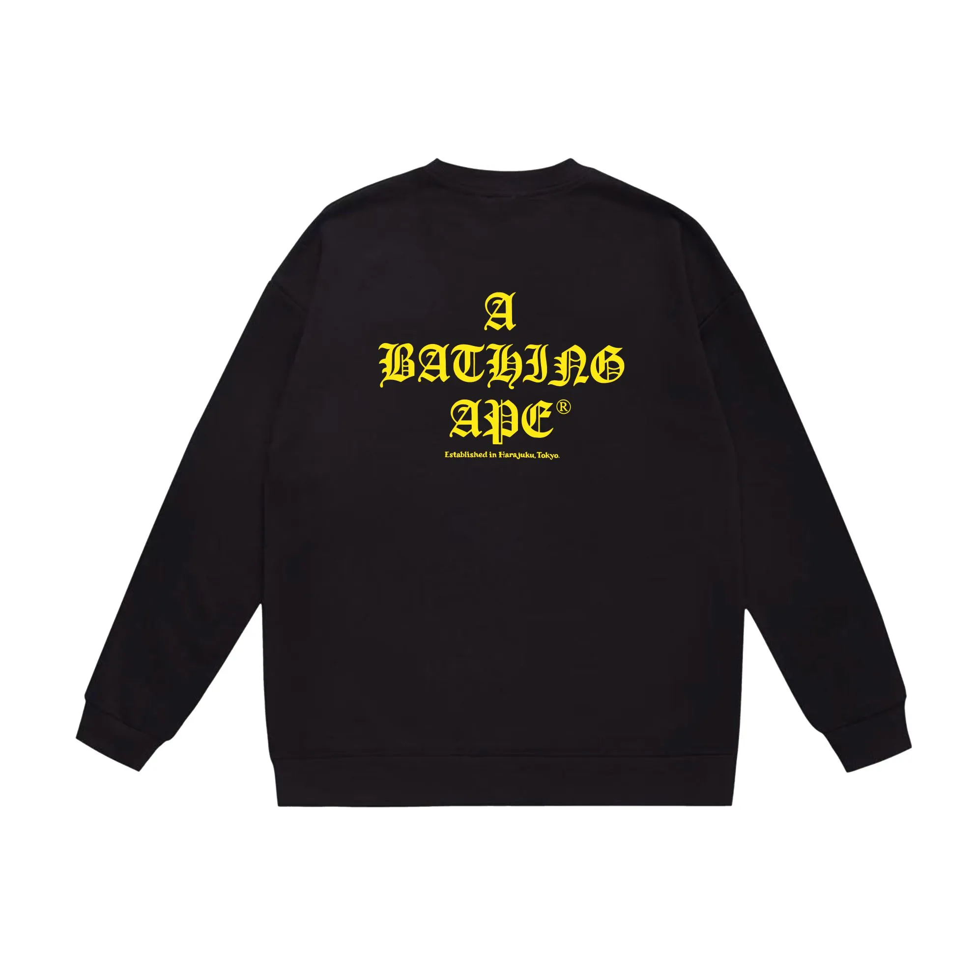 P170 model number SC550# terry 80 plus velvet 85 (top version) BAPE contrasting ape head letter print pattern round neck sweatshirt Made of 350g large terry (drop shoulder large version) fabric, soft texture and no pilling Imported environmentally friendly printing glue The pattern is bright and three-dimensional Quality 💥Same style for men and women The upper body is trendy Color: black white gray Size: S M L XL XXL