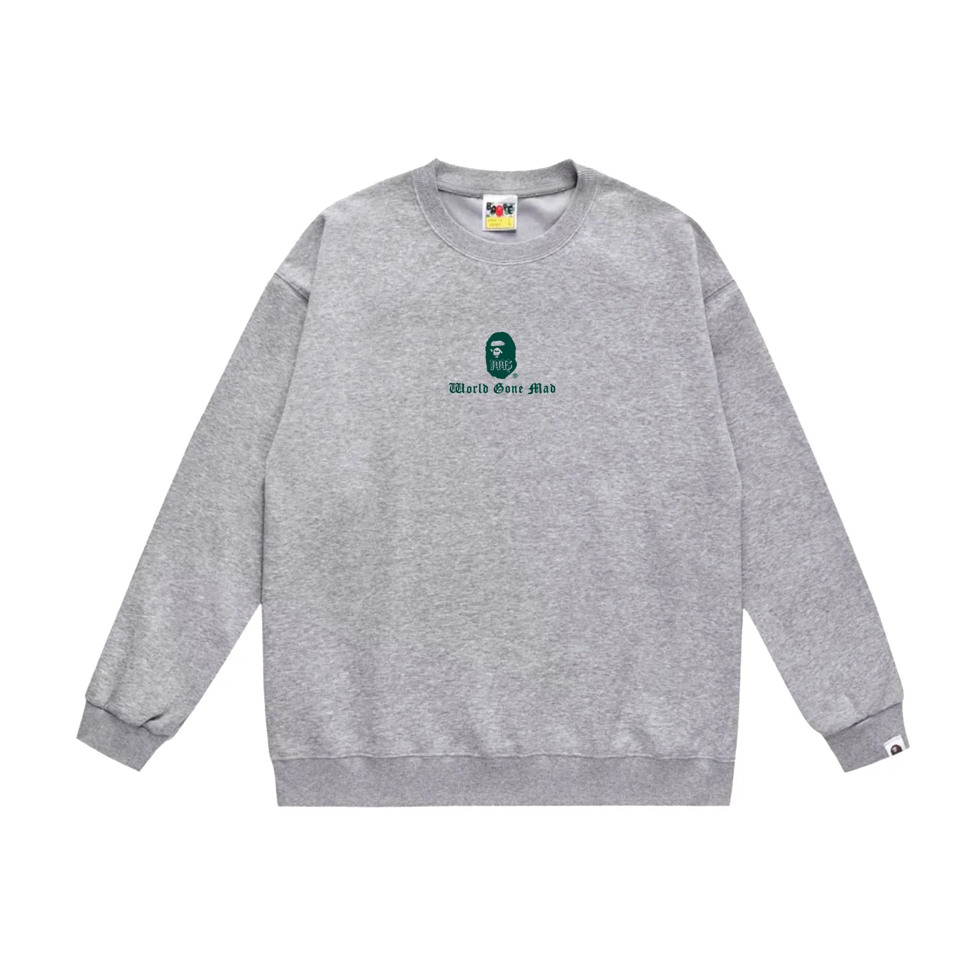 P170 model number SC550# terry 80 plus velvet 85 (top version) BAPE contrasting ape head letter print pattern round neck sweatshirt Made of 350g large terry (drop shoulder large version) fabric, soft texture and no pilling Imported environmentally friendly printing glue The pattern is bright and three-dimensional Quality 💥Same style for men and women The upper body is trendy Color: black white gray Size: S M L XL XXL