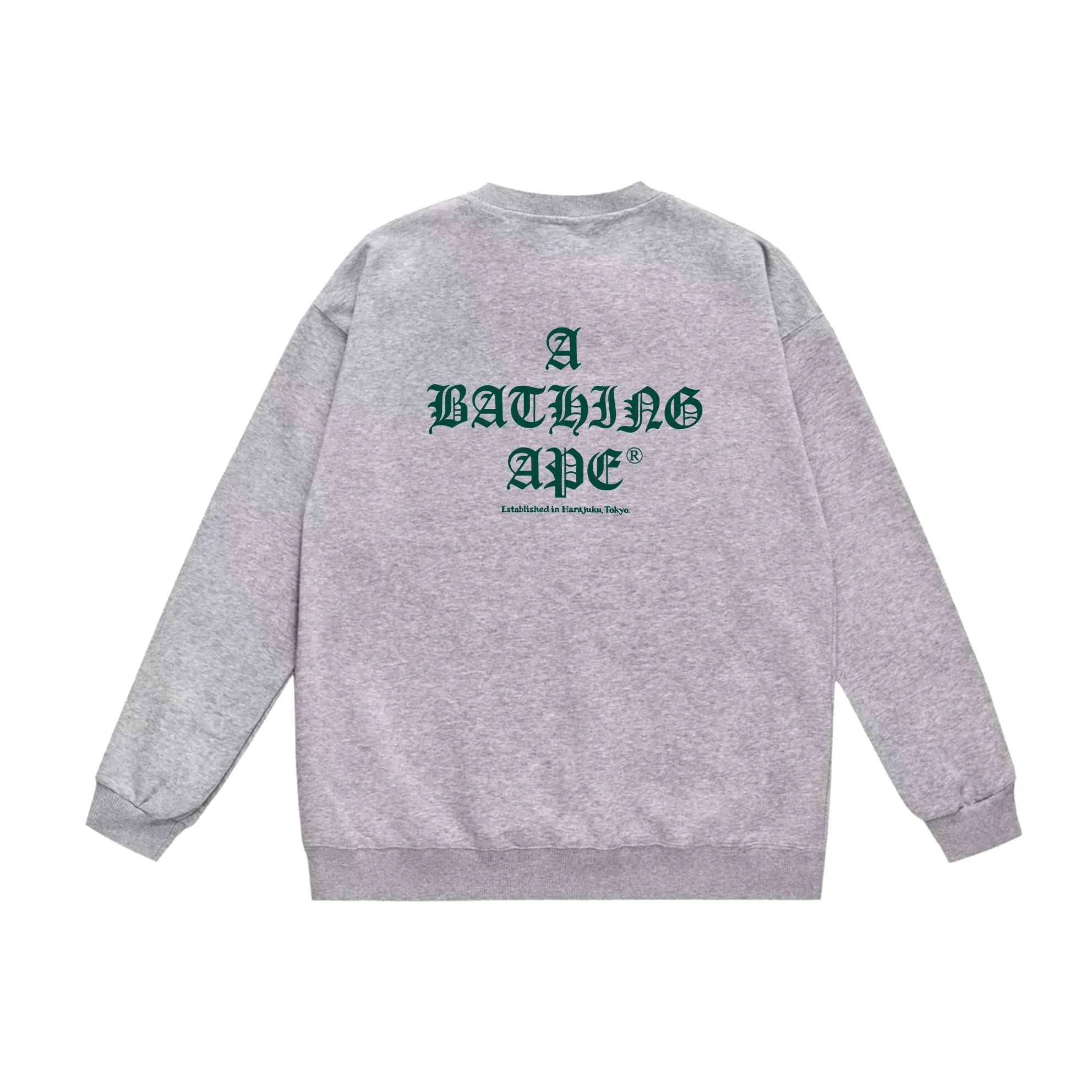 P170 model number SC550# terry 80 plus velvet 85 (top version) BAPE contrasting ape head letter print pattern round neck sweatshirt Made of 350g large terry (drop shoulder large version) fabric, soft texture and no pilling Imported environmentally friendly printing glue The pattern is bright and three-dimensional Quality 💥Same style for men and women The upper body is trendy Color: black white gray Size: S M L XL XXL