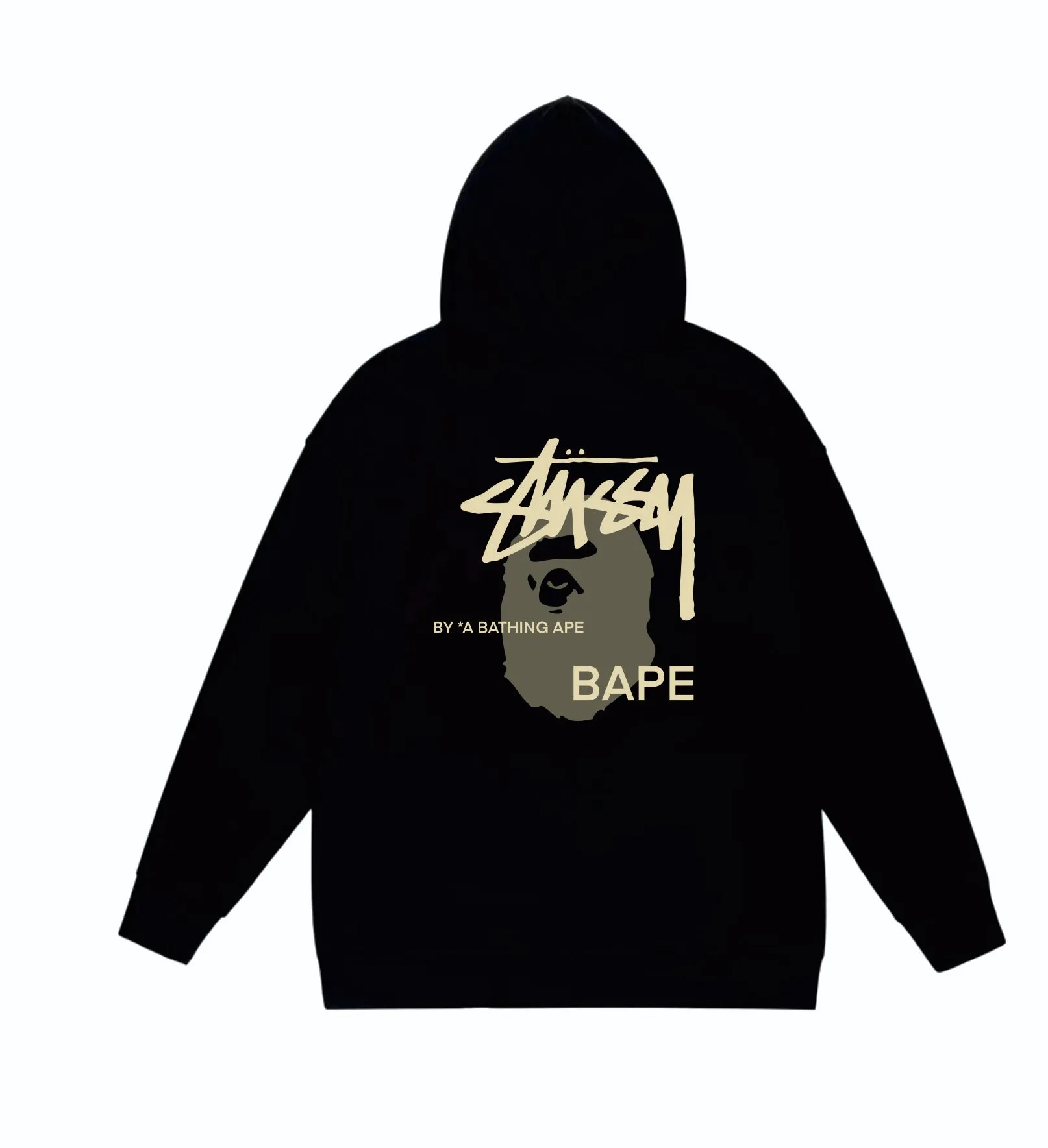 P160 model number SC810# terry 80 plus velvet 90 (top version) BAPE×STUSSY co-branded Stussy letter printed hooded sweatshirt Made of 380g large terry (drop shoulder large version) fabric, soft texture and no pilling Imported environmentally friendly printing glue The pattern is bright and three-dimensional Quality 💥Same style for men and women The upper body is fashionable Color: Black printing yellow White printing yellow Gray printing yellow Size: S M L XL XXL
