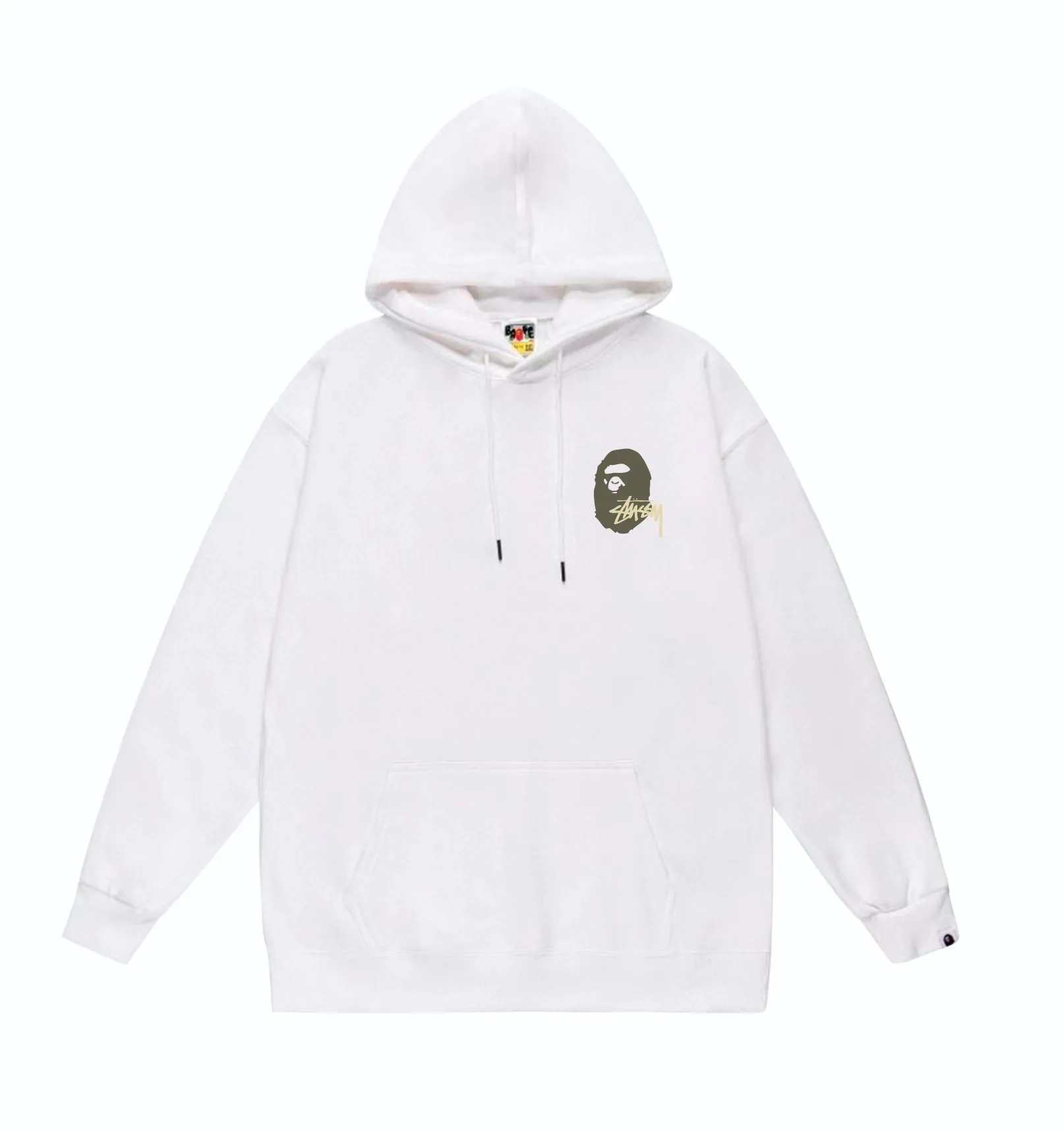 P160 model number SC810# terry 80 plus velvet 90 (top version) BAPE×STUSSY co-branded Stussy letter printed hooded sweatshirt Made of 380g large terry (drop shoulder large version) fabric, soft texture and no pilling Imported environmentally friendly printing glue The pattern is bright and three-dimensional Quality 💥Same style for men and women The upper body is fashionable Color: Black printing yellow White printing yellow Gray printing yellow Size: S M L XL XXL