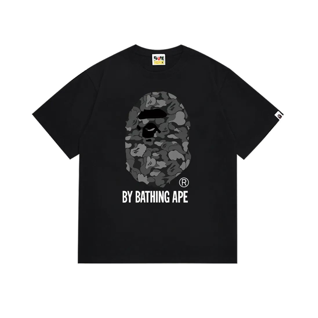 P110 SC047# (top version) BAPE camouflage ape head letter printed short-sleeved T-shirt Made of 260 grams of high-quality high-weave pure cotton fabric, double yarn combed, soft texture and no pilling Imported environmentally friendly printing glue, bright and three-dimensional pattern, quality 💥Same style for men and women, the upper body is fashionable Color: black and white Size: S M L XL XXL