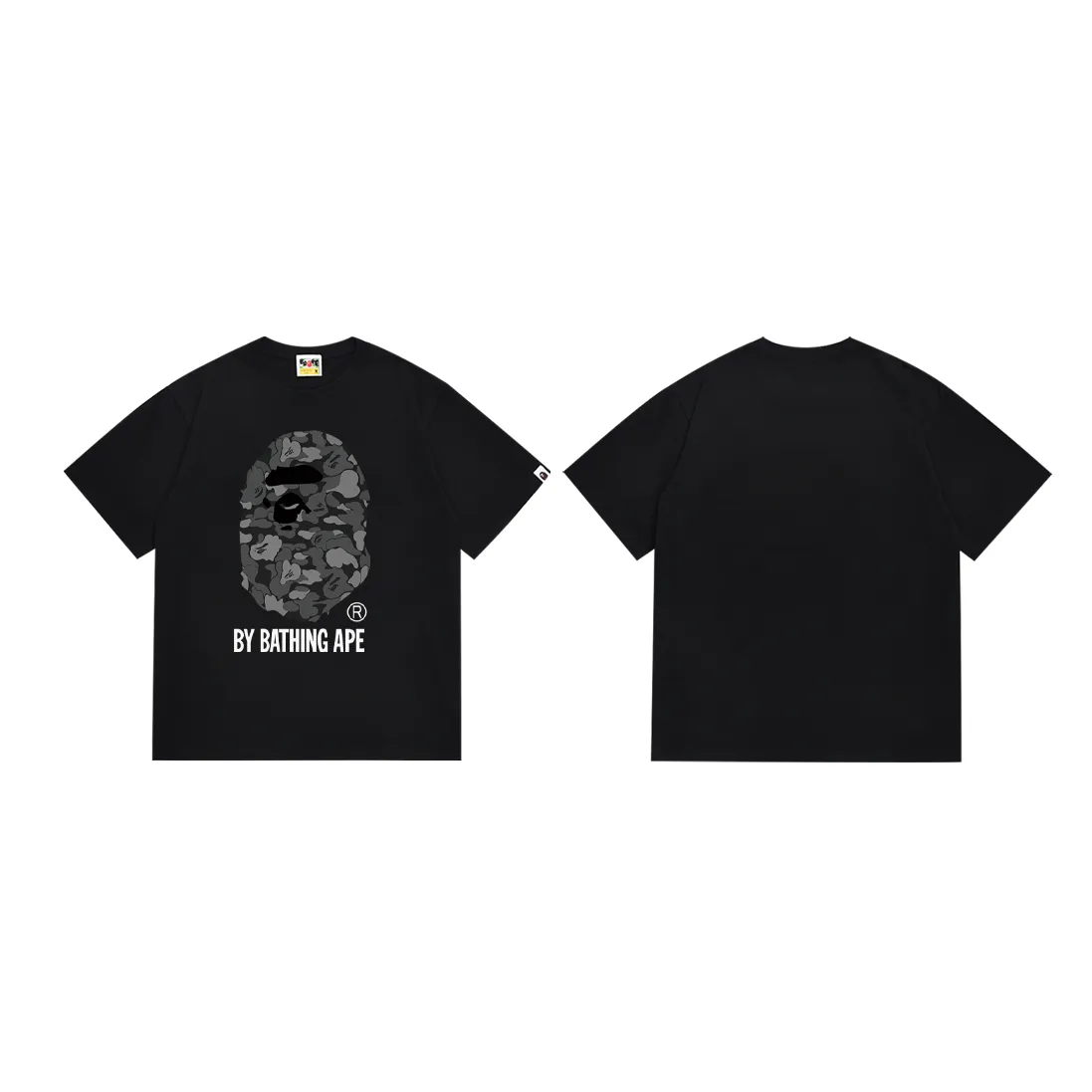 P110 SC047# (top version) BAPE camouflage ape head letter printed short-sleeved T-shirt Made of 260 grams of high-quality high-weave pure cotton fabric, double yarn combed, soft texture and no pilling Imported environmentally friendly printing glue, bright and three-dimensional pattern, quality 💥Same style for men and women, the upper body is fashionable Color: black and white Size: S M L XL XXL