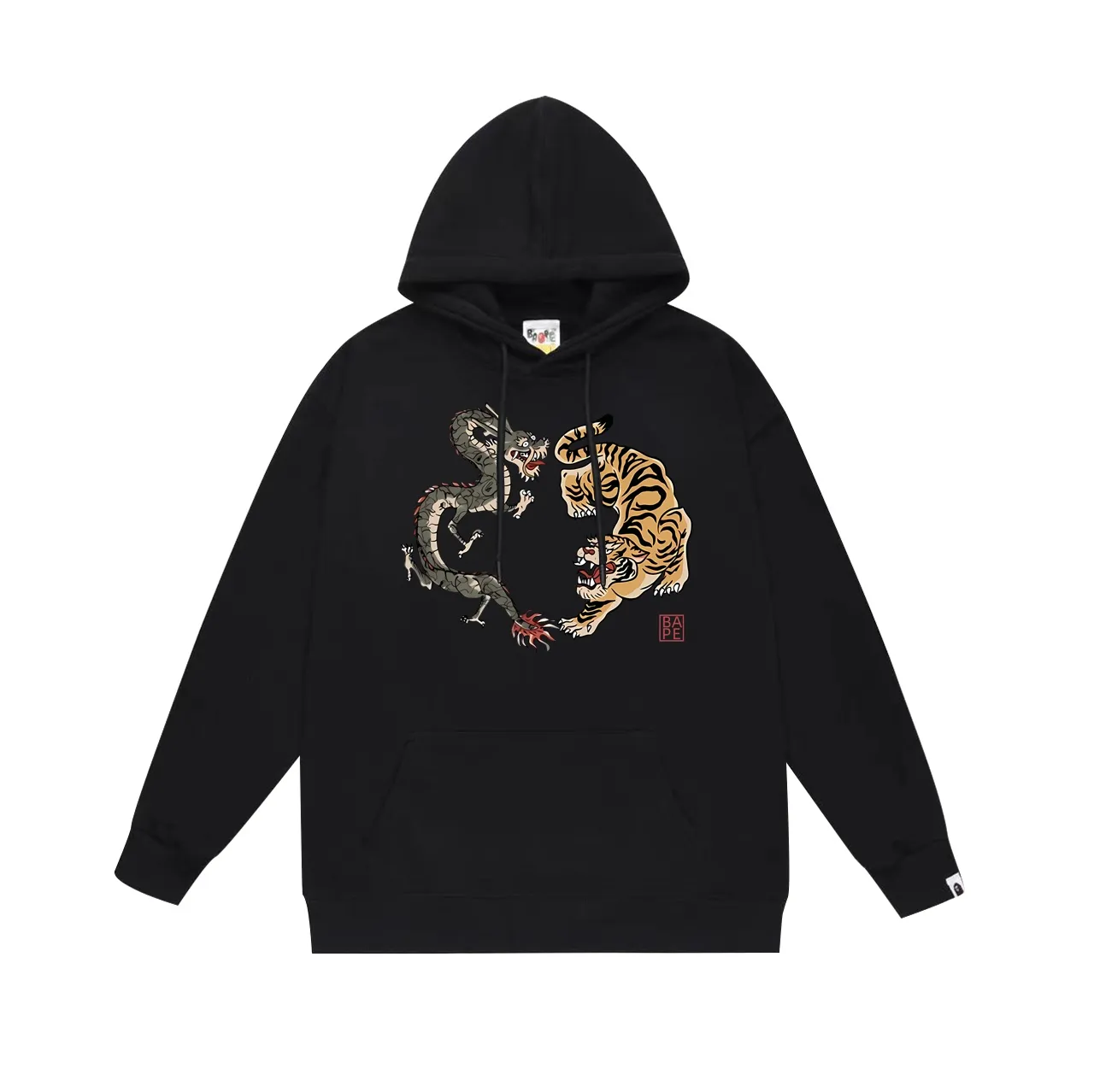 Model No. SC698#terry p160 plus velvet p180💰 (top version) BAPE Japanese dragon and tiger print hooded sweatshirt Made of 380g large terry 430g silver fox velvet (drop shoulder large version) fabric, soft and non-pilling, imported environmentally friendly printing glue, bright and three-dimensional pattern, quality💥same style for men and women, the upper body is trendy Color: black white gray Size: S M L XL XXL