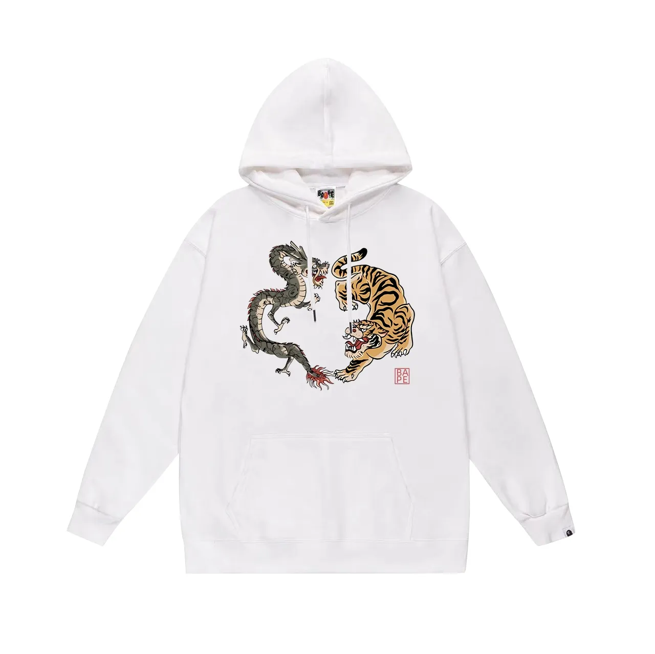 Model No. SC698#terry p160 plus velvet p180💰 (top version) BAPE Japanese dragon and tiger print hooded sweatshirt Made of 380g large terry 430g silver fox velvet (drop shoulder large version) fabric, soft and non-pilling, imported environmentally friendly printing glue, bright and three-dimensional pattern, quality💥same style for men and women, the upper body is trendy Color: black white gray Size: S M L XL XXL