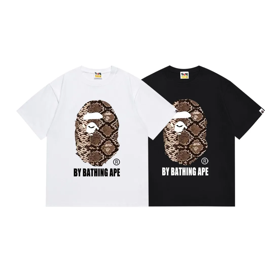 SC171#p110💰 (top version) BAPE great ape head print classic python pattern short-sleeved T-shirt Made of 260 grams of high-quality high-weave pure cotton fabric, double yarn combed, soft texture and no pilling Imported environmentally friendly printing glue, bright and three-dimensional pattern, quality 💥Same style for men and women, the upper body is fashionable Color: black white Size: S M L XL XXL