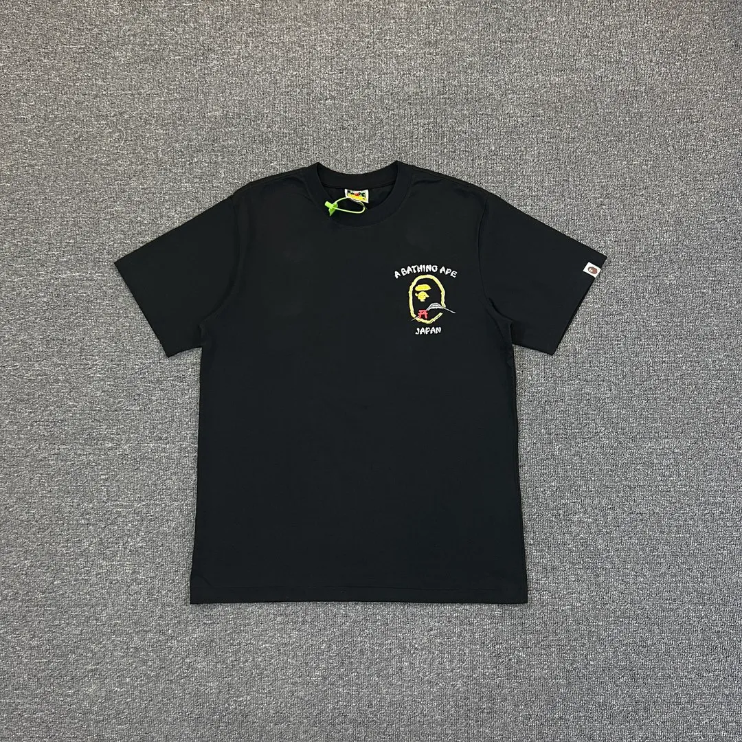 💰140 Bape SOUVENIR Yokosuka ape head on the back, foam rubber printing, 280g weight linen cotton fabric, ZP version, couple style: S—XXL [black and white]