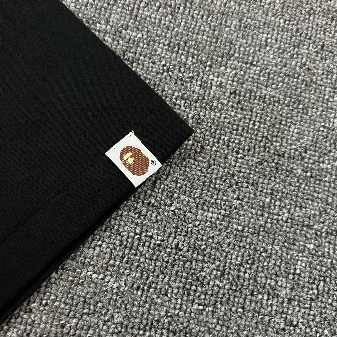 💰140 Bape SOUVENIR Yokosuka ape head on the back, foam rubber printing, 280g weight linen cotton fabric, ZP version, couple style: S—XXL [black and white]
