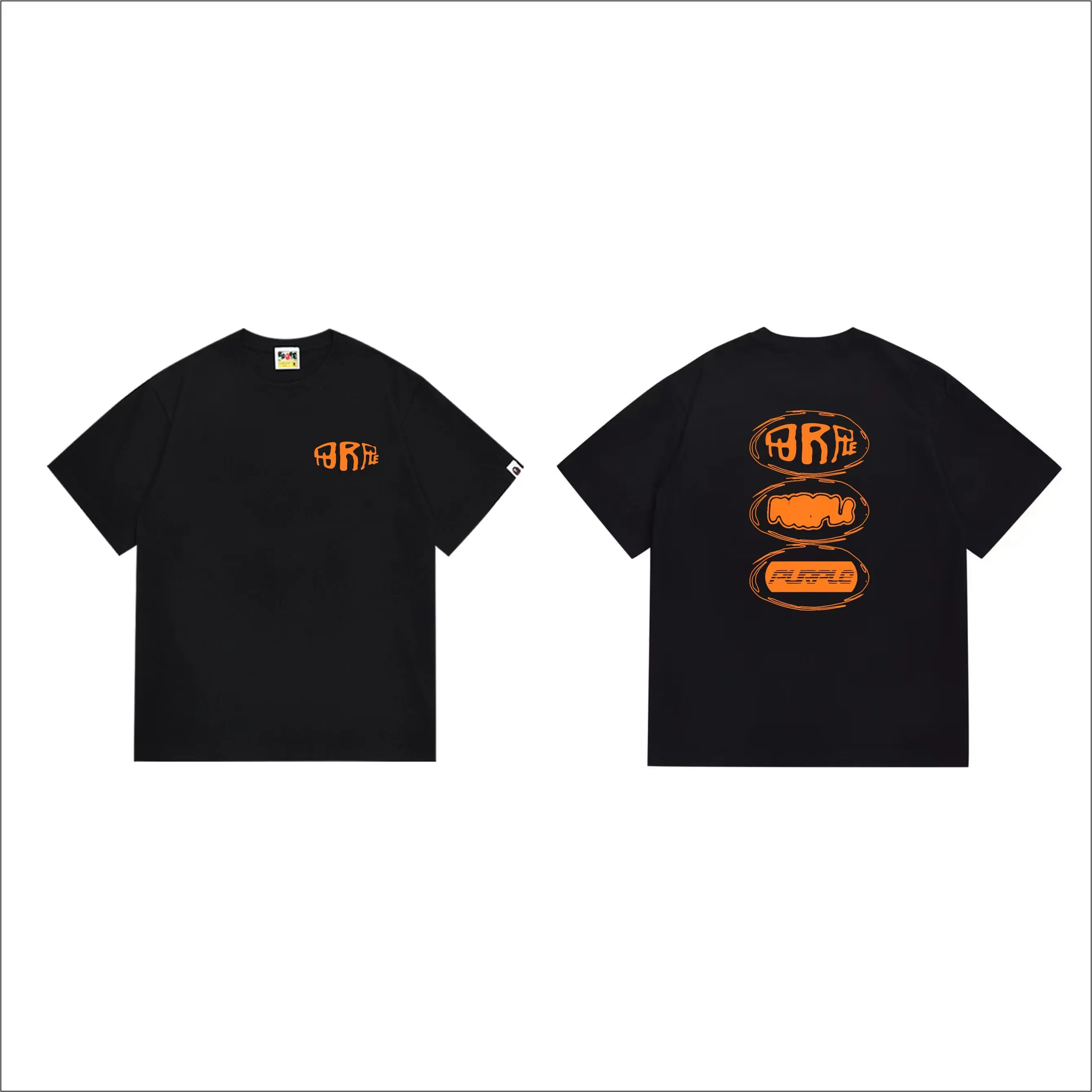 SC1017#p110💰 (top version) BAPE uses 260 grams of high-quality high-weave pure cotton fabric, double yarn combed, soft texture and no pilling, imported environmentally friendly printing glue, bright and three-dimensional pattern, quality 💥Same style for men and women, the upper body is fashionable Color: Black White Size: S M L XL XXL
