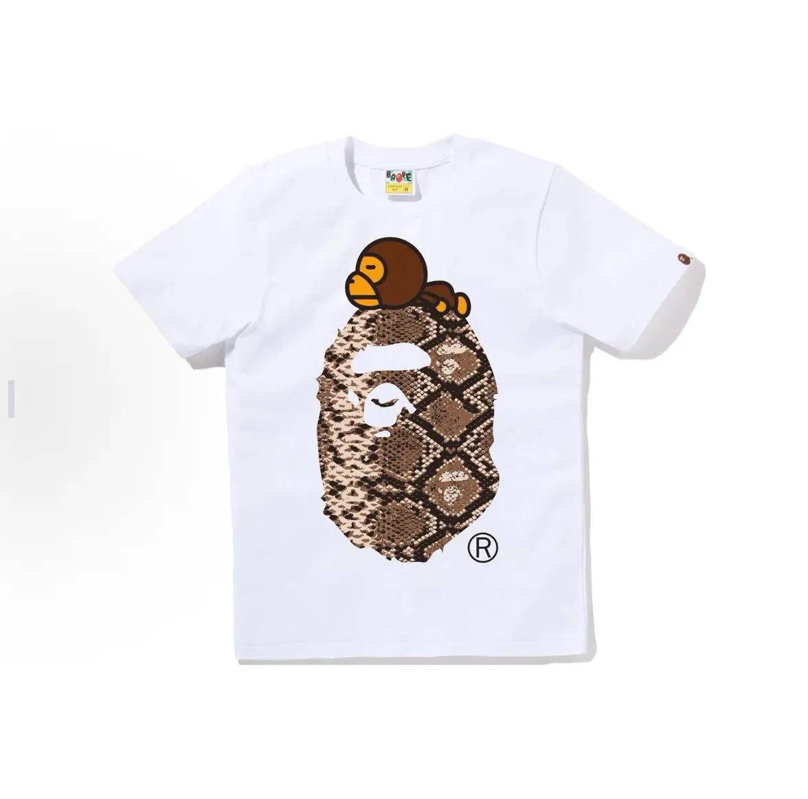 P110 001116 A BATHING APE Bape pattern printed round neck short-sleeved T-shirt, same style for men and women, size smlxlxxl, black brown, black gray, white brown, white gray