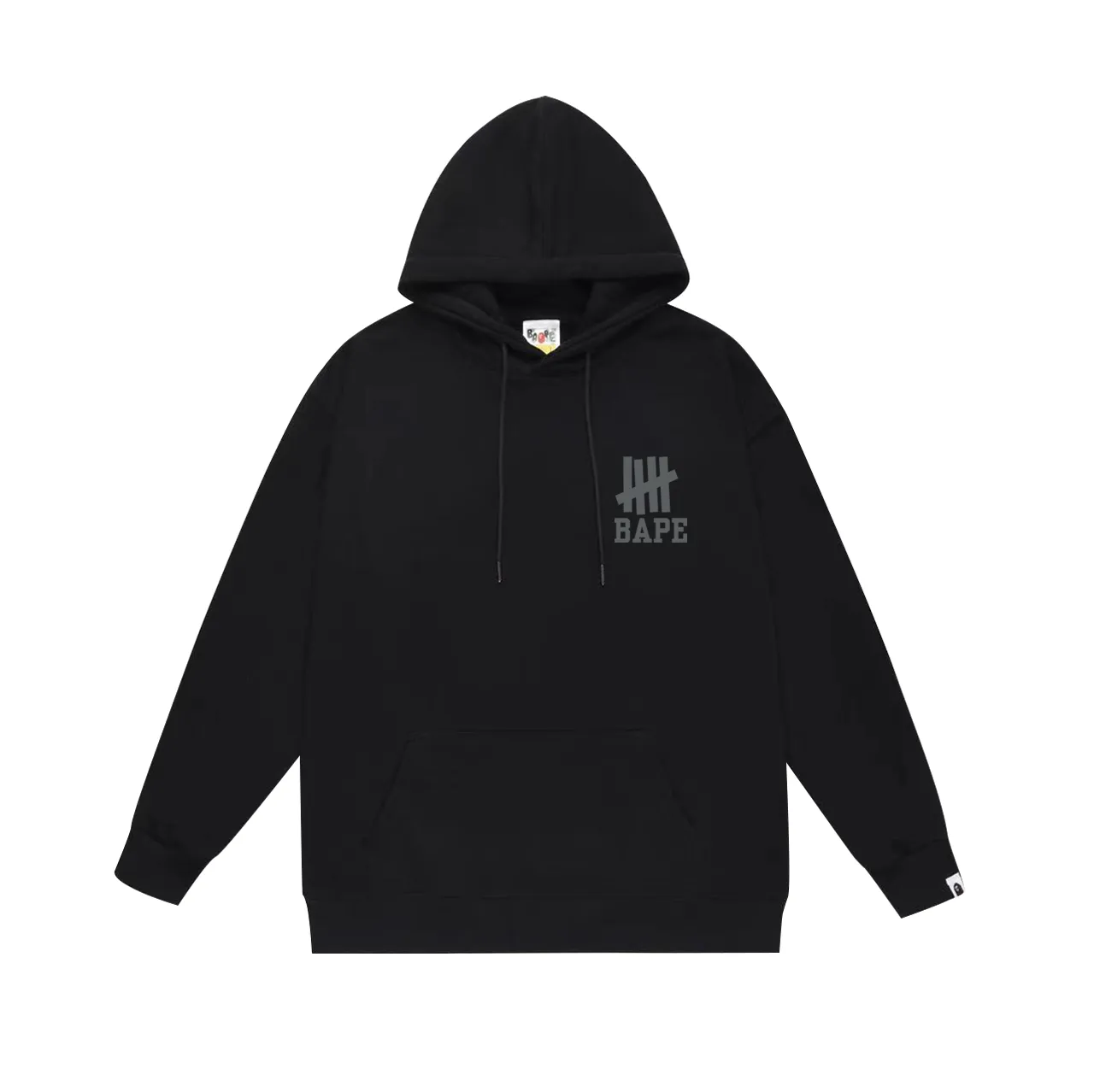 P160 model number SC770# terry 80 plus velvet 90 (top version) BAPE co-branded five-bar ape-letter printed hooded sweatshirt. Made of 380 grams of large terry (drop shoulder large version) fabric. The texture is soft and non-pilling. Imported environmentally friendly printing glue. The pattern is bright and three-dimensional. Quality 💥Same style for men and women. The upper body is trendy. Color: black white gray Size: S M L XL XXL