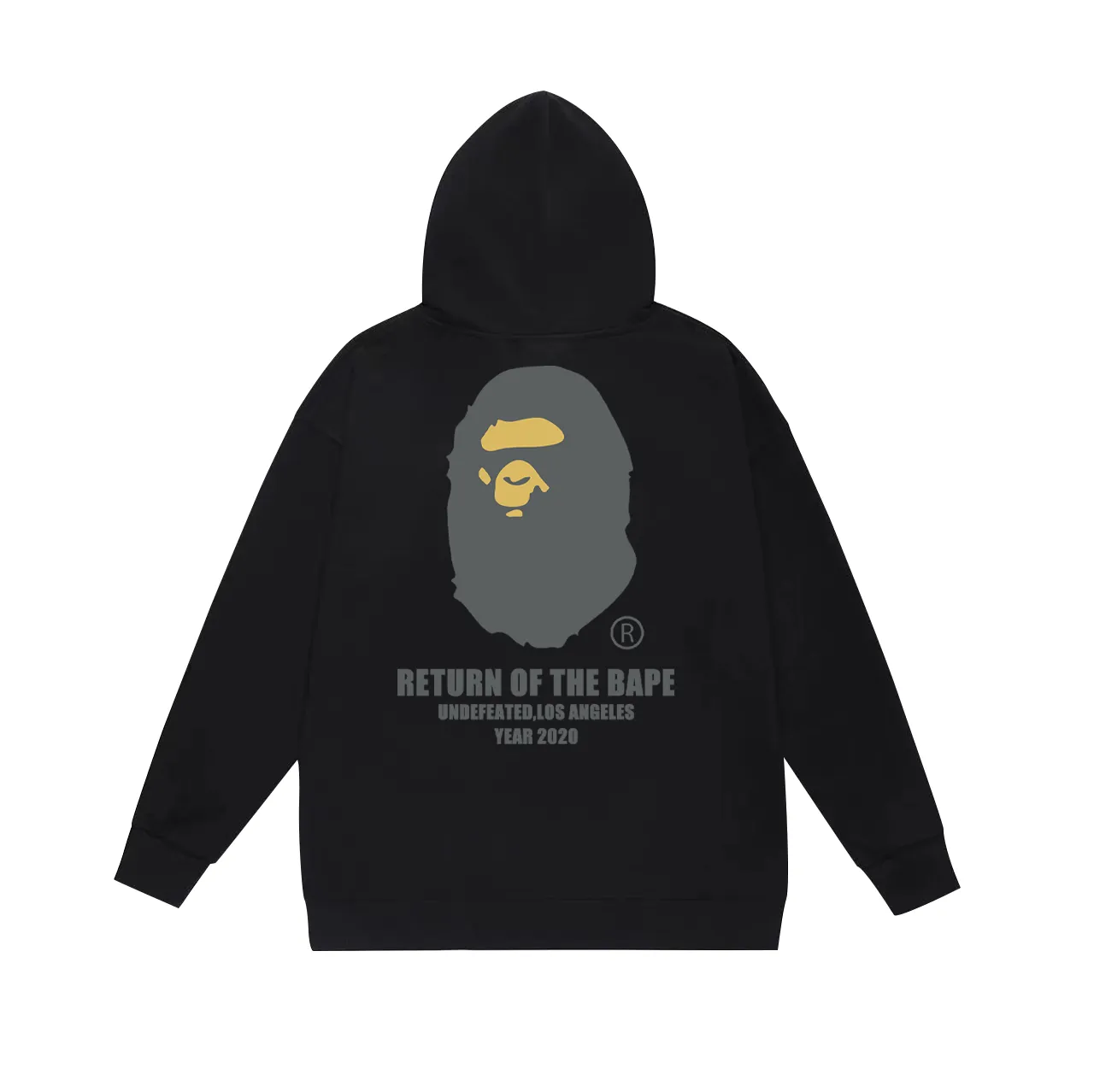 P160 model number SC770# terry 80 plus velvet 90 (top version) BAPE co-branded five-bar ape-letter printed hooded sweatshirt. Made of 380 grams of large terry (drop shoulder large version) fabric. The texture is soft and non-pilling. Imported environmentally friendly printing glue. The pattern is bright and three-dimensional. Quality 💥Same style for men and women. The upper body is trendy. Color: black white gray Size: S M L XL XXL