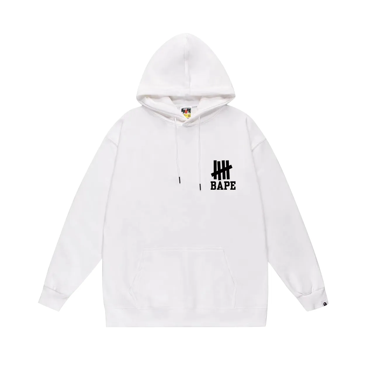 P160 model number SC770# terry 80 plus velvet 90 (top version) BAPE co-branded five-bar ape-letter printed hooded sweatshirt. Made of 380 grams of large terry (drop shoulder large version) fabric. The texture is soft and non-pilling. Imported environmentally friendly printing glue. The pattern is bright and three-dimensional. Quality 💥Same style for men and women. The upper body is trendy. Color: black white gray Size: S M L XL XXL