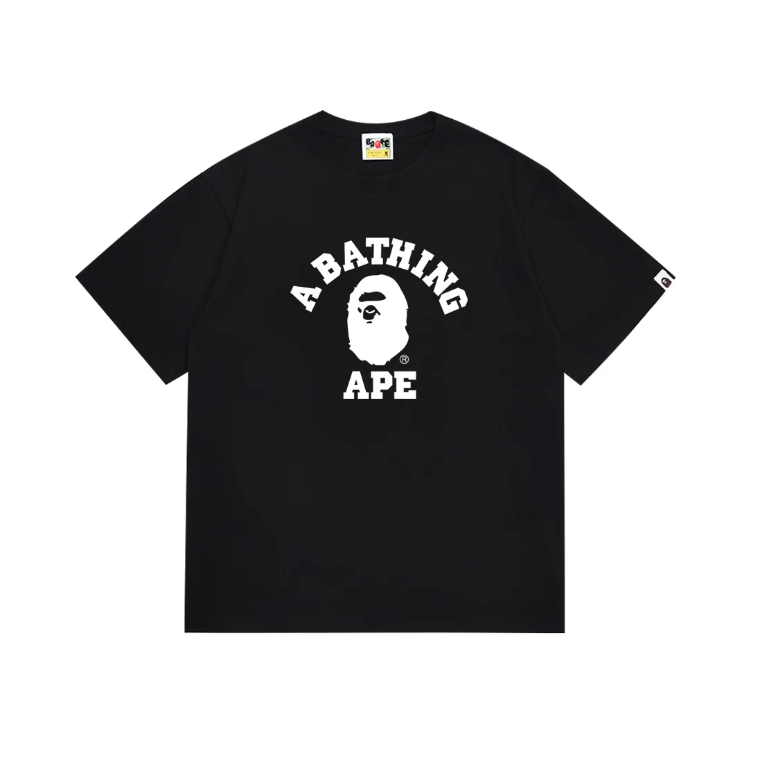 SC134#p110💰 (top version) BAPE ape head letter LOGO printed short-sleeved T-shirt Made of 260 grams of high-quality high-weave pure cotton fabric, double yarn combed, soft and non-pilling texture, imported environmentally friendly printing glue, bright and three-dimensional pattern, quality 💥Same style for men and women. The upper body is trendy. Color: black white Size: S M L XL XXL