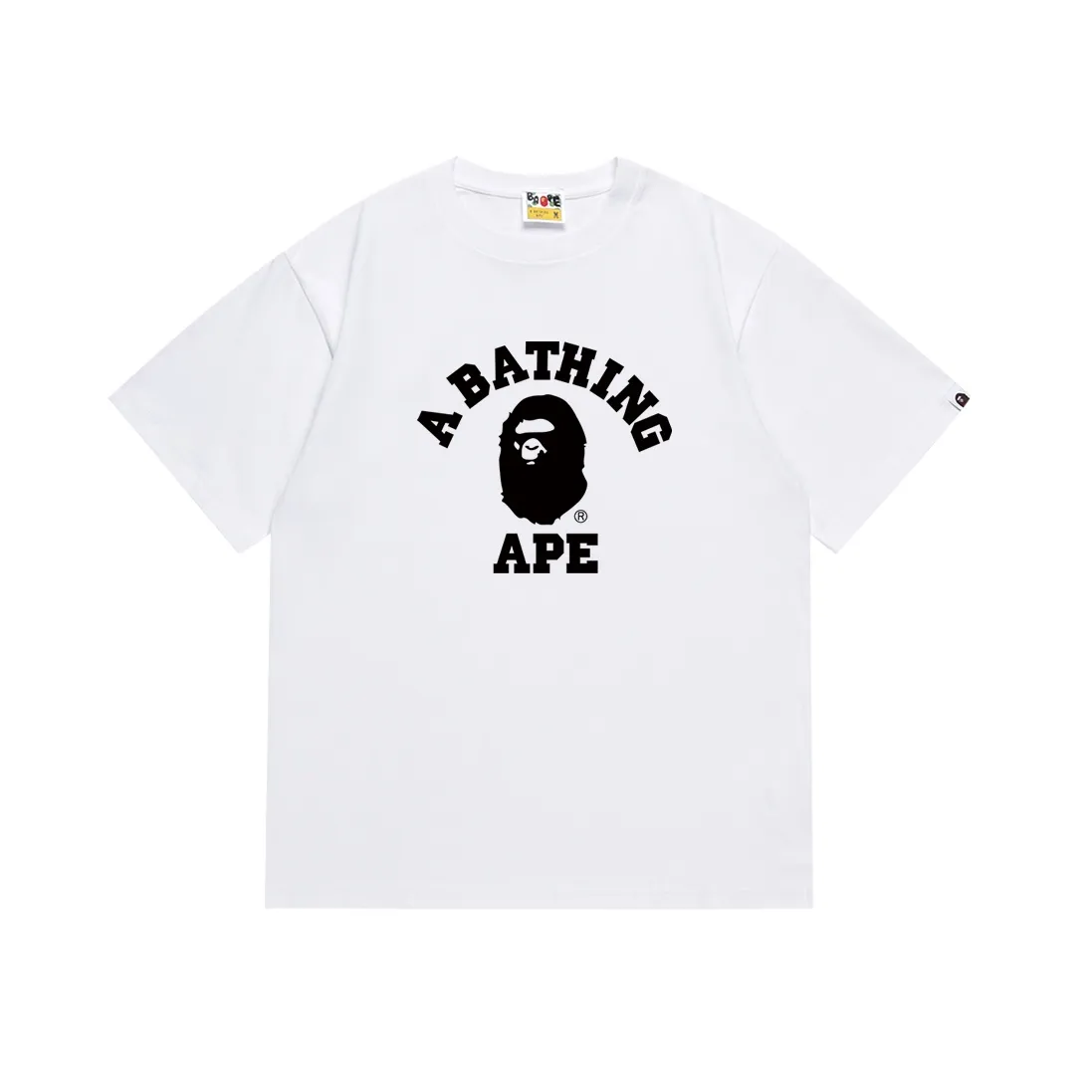 SC134#p110💰 (top version) BAPE ape head letter LOGO printed short-sleeved T-shirt Made of 260 grams of high-quality high-weave pure cotton fabric, double yarn combed, soft and non-pilling texture, imported environmentally friendly printing glue, bright and three-dimensional pattern, quality 💥Same style for men and women. The upper body is trendy. Color: black white Size: S M L XL XXL