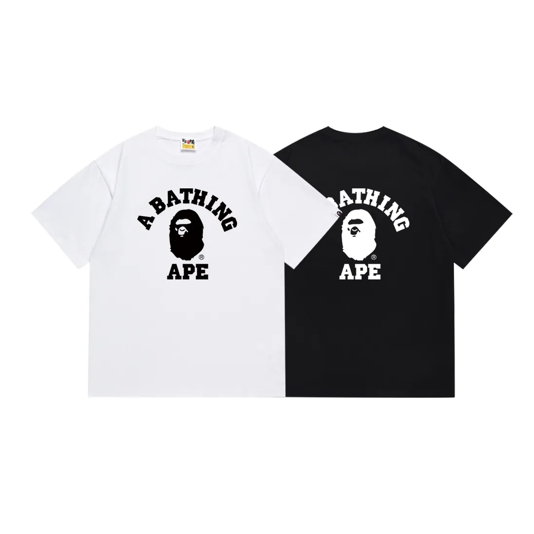 SC134#p110💰 (top version) BAPE ape head letter LOGO printed short-sleeved T-shirt Made of 260 grams of high-quality high-weave pure cotton fabric, double yarn combed, soft and non-pilling texture, imported environmentally friendly printing glue, bright and three-dimensional pattern, quality 💥Same style for men and women. The upper body is trendy. Color: black white Size: S M L XL XXL
