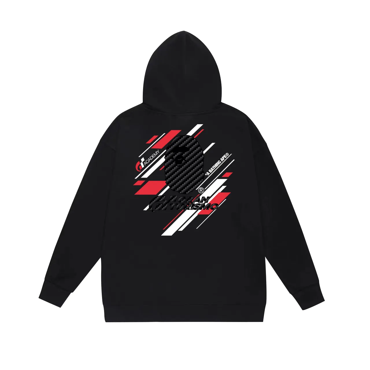 Model No. SC752#terry p160 plus velvet 180💰 (top version) BAPE×GT co-branded twill ape head pattern hooded sweatshirt. Made of 380g large terry (drop shoulder large version) fabric. The texture is soft and non-pilling. Imported environmentally friendly printing glue. The pattern is bright and three-dimensional. Quality💥Same style for men and women. The upper body is trendy. Color: black white gray Size: S M L XL XXL