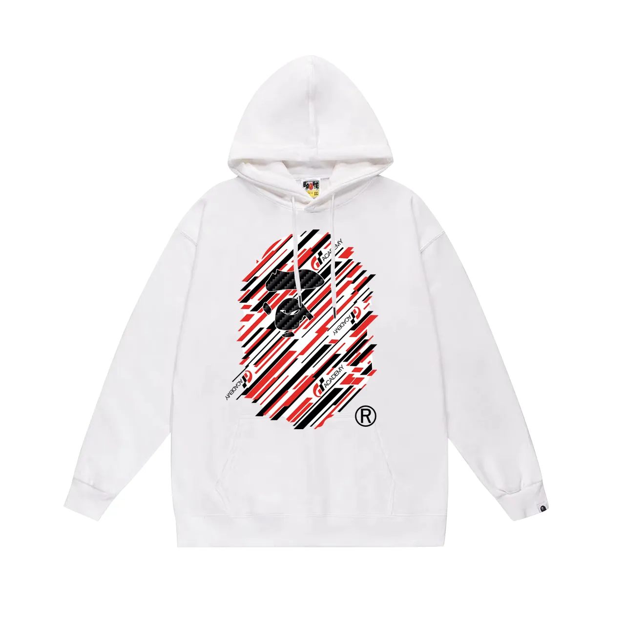 Model No. SC752#terry p160 plus velvet 180💰 (top version) BAPE×GT co-branded twill ape head pattern hooded sweatshirt. Made of 380g large terry (drop shoulder large version) fabric. The texture is soft and non-pilling. Imported environmentally friendly printing glue. The pattern is bright and three-dimensional. Quality💥Same style for men and women. The upper body is trendy. Color: black white gray Size: S M L XL XXL