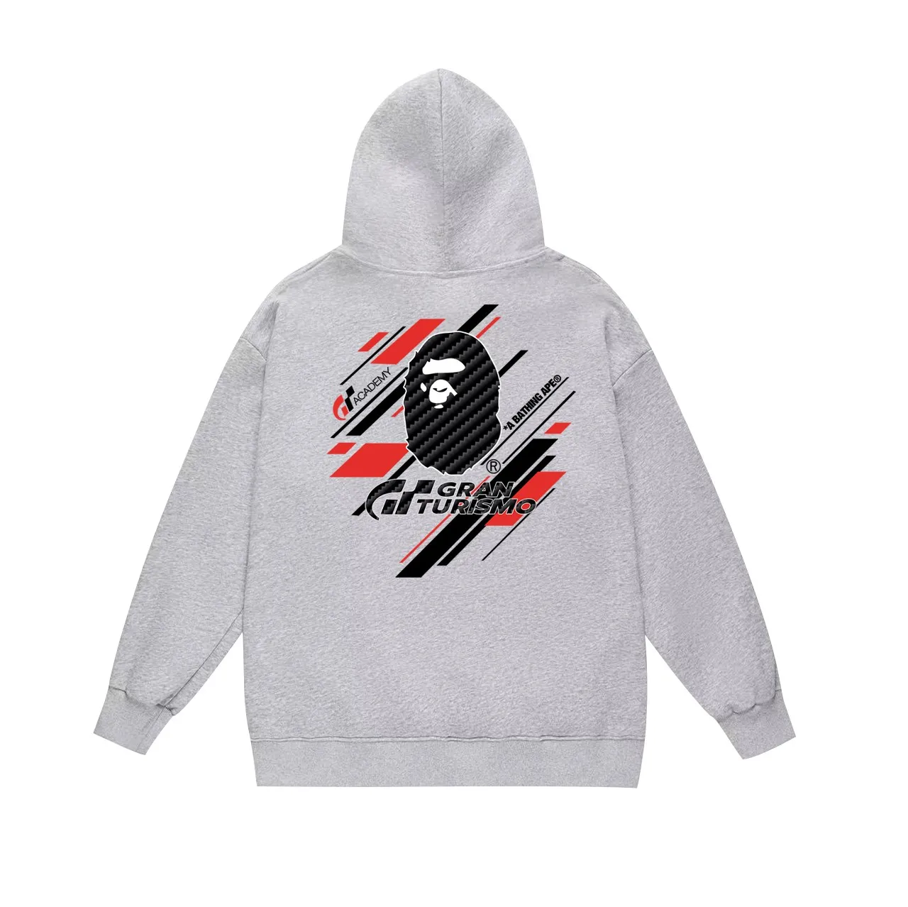 Model No. SC752#terry p160 plus velvet 180💰 (top version) BAPE×GT co-branded twill ape head pattern hooded sweatshirt. Made of 380g large terry (drop shoulder large version) fabric. The texture is soft and non-pilling. Imported environmentally friendly printing glue. The pattern is bright and three-dimensional. Quality💥Same style for men and women. The upper body is trendy. Color: black white gray Size: S M L XL XXL