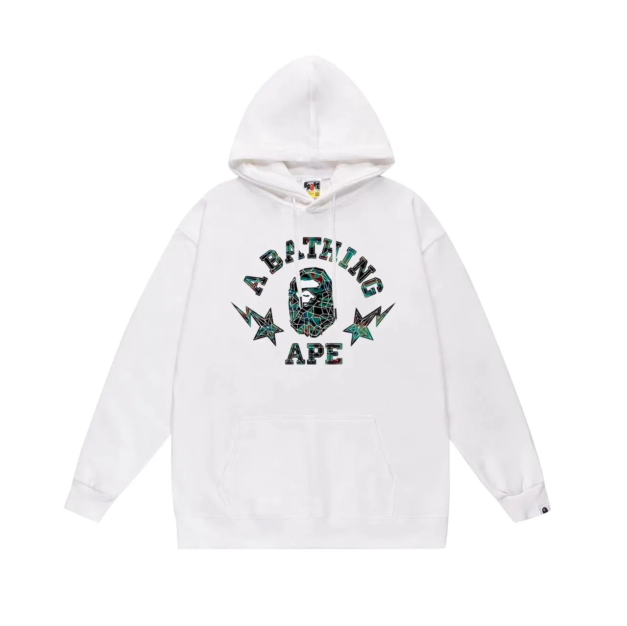 Model No. SC705# terry p160 plus velvet p180💰 (top version) BAPE ape head letter infrared thermal print hooded sweatshirt. Made of 380g large terry 430g silver fox velvet (drop shoulder large version) fabric. The texture is soft and non-pilling. Imported environmentally friendly printing glue. The pattern is bright and three-dimensional. Quality💥Same style for men and women. The upper body is trendy. Color: black white gray Size: S M L XL XXL