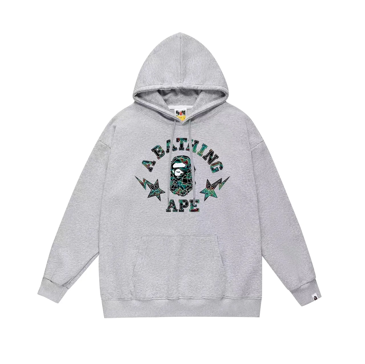 Model No. SC705# terry p160 plus velvet p180💰 (top version) BAPE ape head letter infrared thermal print hooded sweatshirt. Made of 380g large terry 430g silver fox velvet (drop shoulder large version) fabric. The texture is soft and non-pilling. Imported environmentally friendly printing glue. The pattern is bright and three-dimensional. Quality💥Same style for men and women. The upper body is trendy. Color: black white gray Size: S M L XL XXL