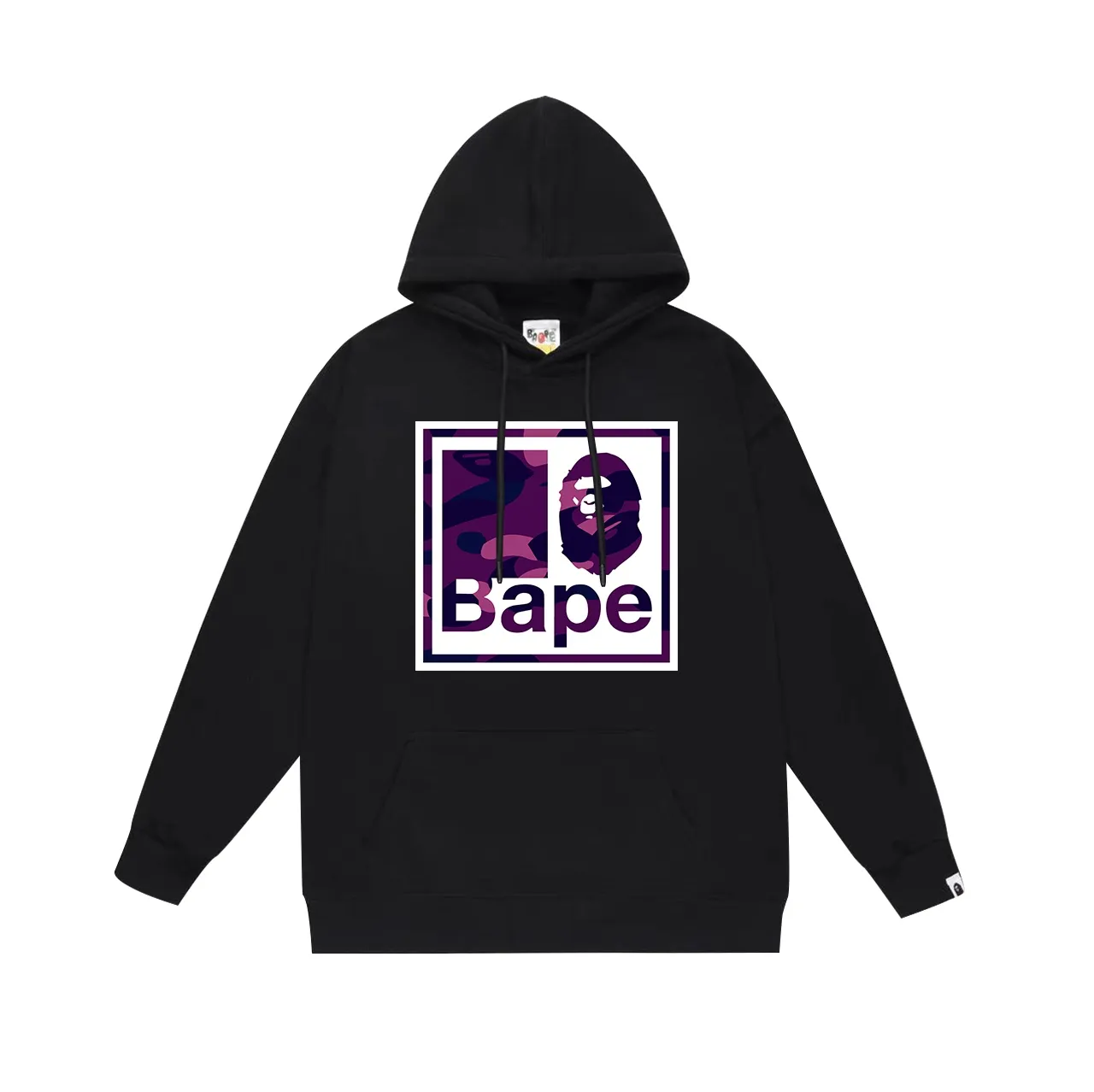 Model No. SC706#terry p160 plus velvet p180💰 (top version) BAPE camouflage ape head letter printed hooded sweatshirt Made of 380g large terry 430g silver fox velvet (drop shoulder large version) fabric, soft and non-pilling, imported environmentally friendly printing glue, bright and three-dimensional pattern, quality 💥Same style for men and women. The upper body is trendy. Color: black purple white purple gray purple Size: S M L XL XXL