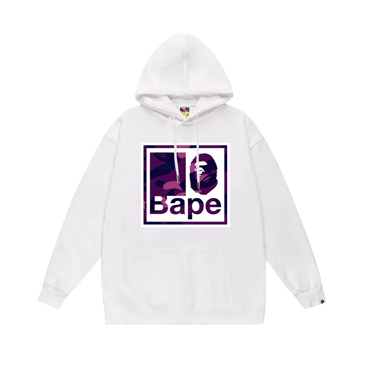 Model No. SC706#terry p160 plus velvet p180💰 (top version) BAPE camouflage ape head letter printed hooded sweatshirt Made of 380g large terry 430g silver fox velvet (drop shoulder large version) fabric, soft and non-pilling, imported environmentally friendly printing glue, bright and three-dimensional pattern, quality 💥Same style for men and women. The upper body is trendy. Color: black purple white purple gray purple Size: S M L XL XXL