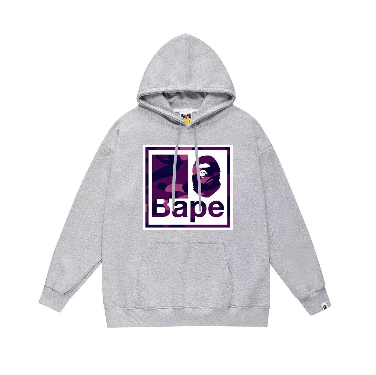 Model No. SC706#terry p160 plus velvet p180💰 (top version) BAPE camouflage ape head letter printed hooded sweatshirt Made of 380g large terry 430g silver fox velvet (drop shoulder large version) fabric, soft and non-pilling, imported environmentally friendly printing glue, bright and three-dimensional pattern, quality 💥Same style for men and women. The upper body is trendy. Color: black purple white purple gray purple Size: S M L XL XXL