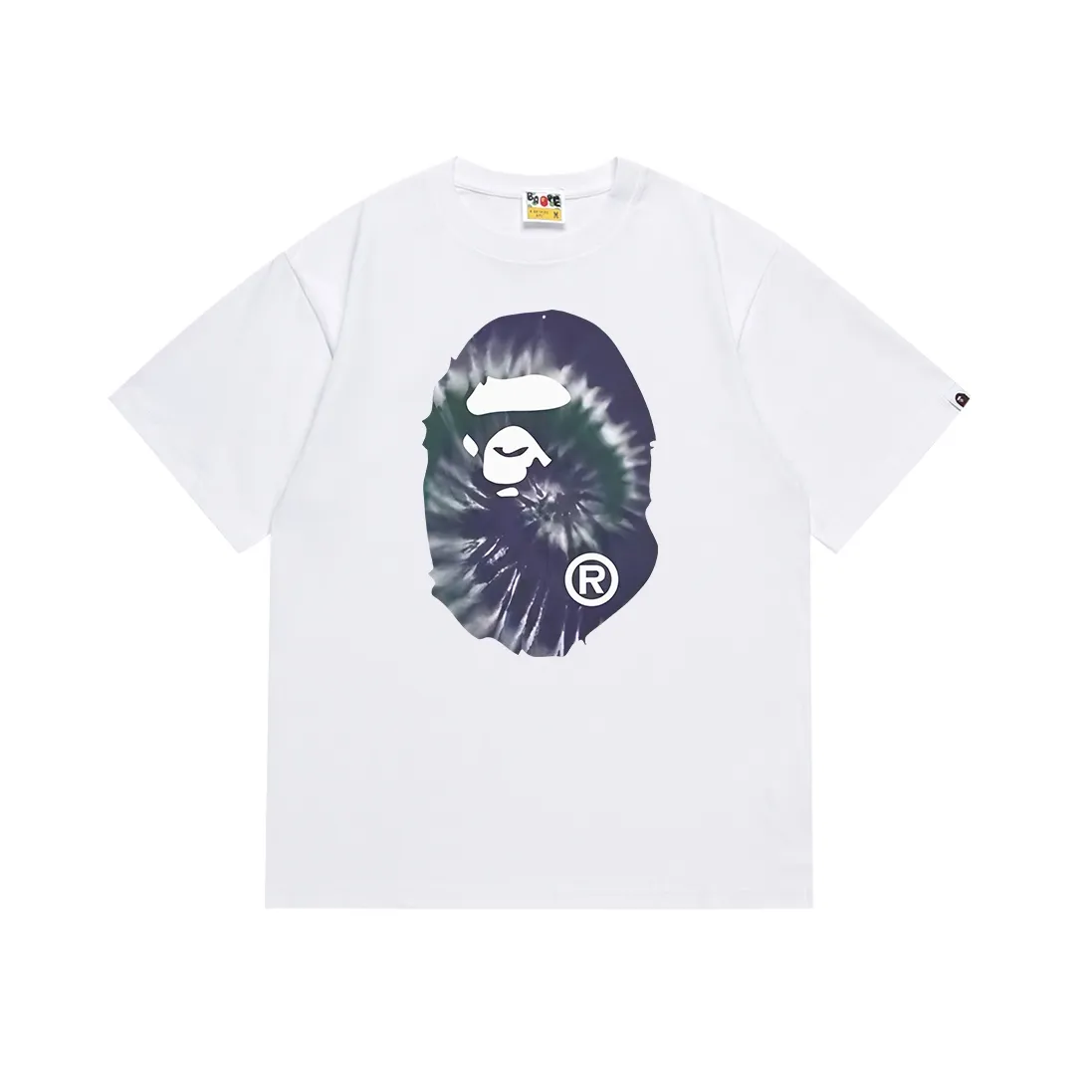 SC107#p110💰 (top version) BAPE tie-dyed ape head print short-sleeved T-shirt. Made of 260 grams of high-quality high-weave pure cotton fabric. Double yarn combed, soft texture and no pilling. Imported environmentally friendly printing glue. Bright and three-dimensional pattern. Quality💥Same style for men and women. The upper body is trendy. Color: black white. Size: S M L XL XXL