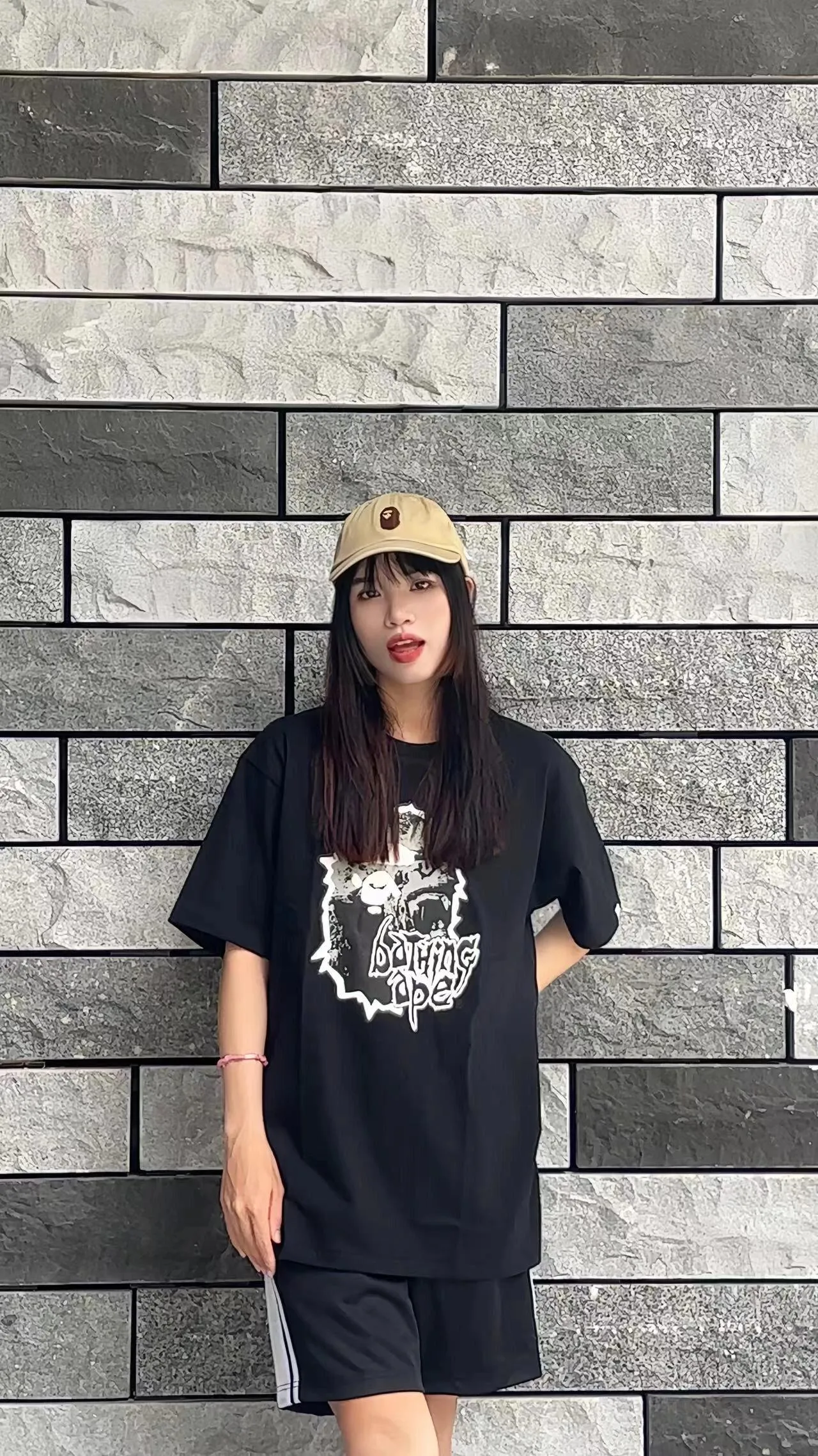 💰140 BAPE MAD APE HEAD TEE Crazy angry ape head print 270g weight linen cotton fabric ZP version Couple style: S—XXL [Black]
