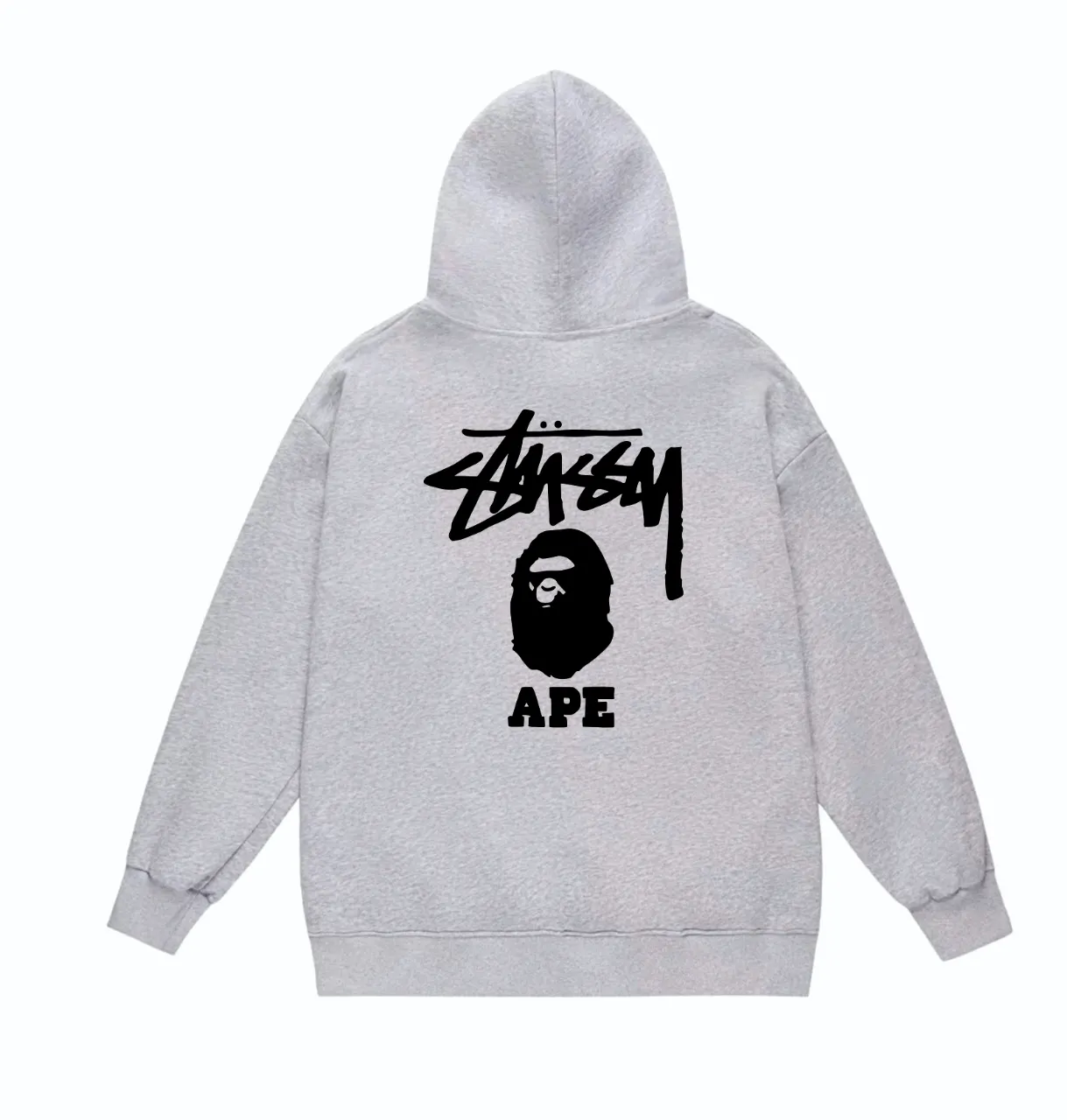P160 model number SC802# terry 80 plus velvet 90 (top version) BAPE×STUSSY co-branded Stussy letter printed hooded sweatshirt Made of 380g large terry (drop shoulder large version) fabric, soft and non-pilling texture, imported environmentally friendly printing glue, bright and three-dimensional pattern, quality 💥Same style for men and women. The upper body is trendy. Color: black pink, white powder, gray powder, black and white, white and black, gray and black. Size: S M L XL XXL
