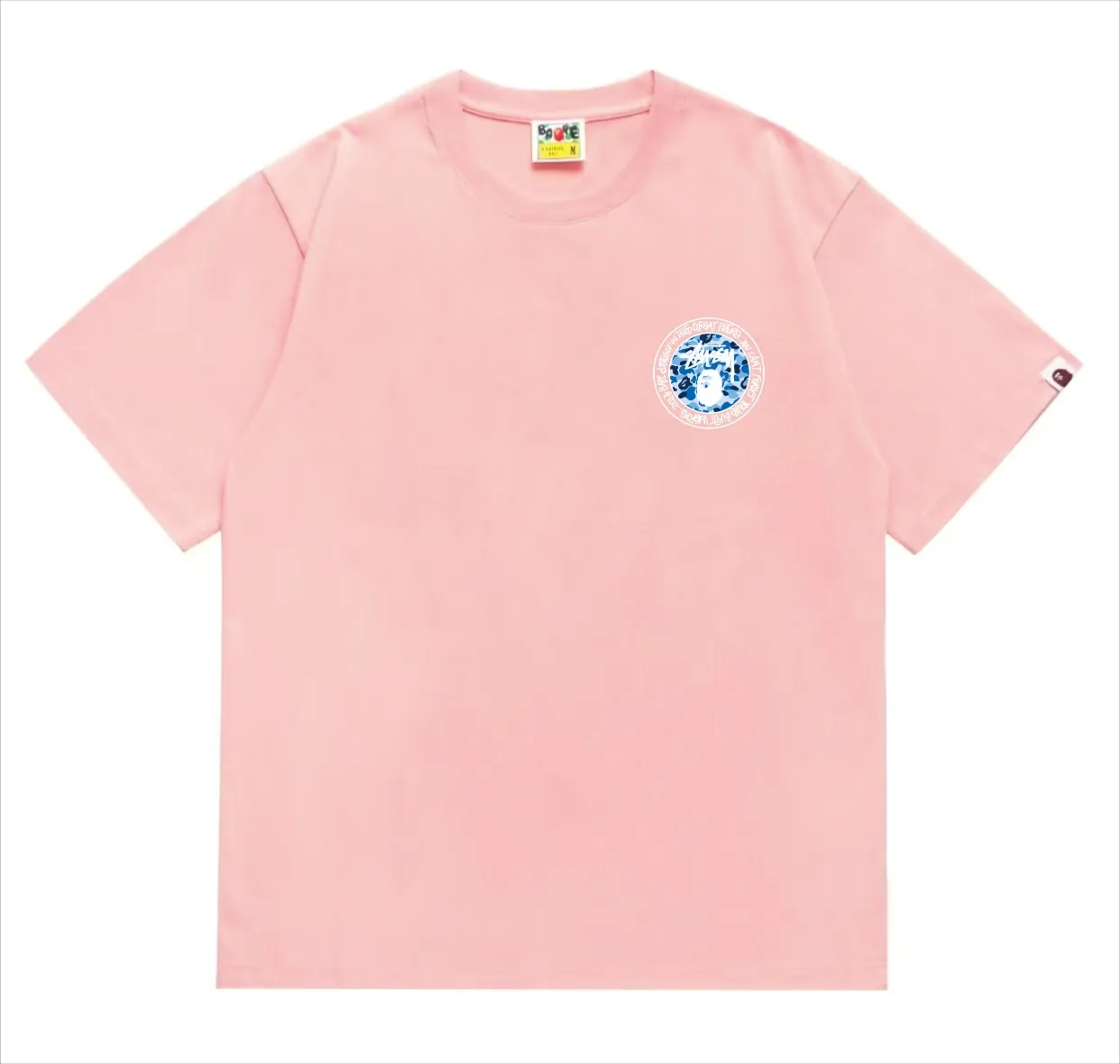 SC218#p110💰 (Top version) BAPE×Stussy co-branded Stussy letter ape print T-shirt Made of 260 grams of high-quality high-weave cotton fabric, double yarn combed, soft and non-pilling, imported environmentally friendly printing glue, bright and three-dimensional pattern, quality 💥Same style for men and women, the upper body is fashionable Color: black and white print, gray and white print, pink and white print, red and white print, white and black print, gray and black print, red and black print Pink and black print Size: S M L XL XXL